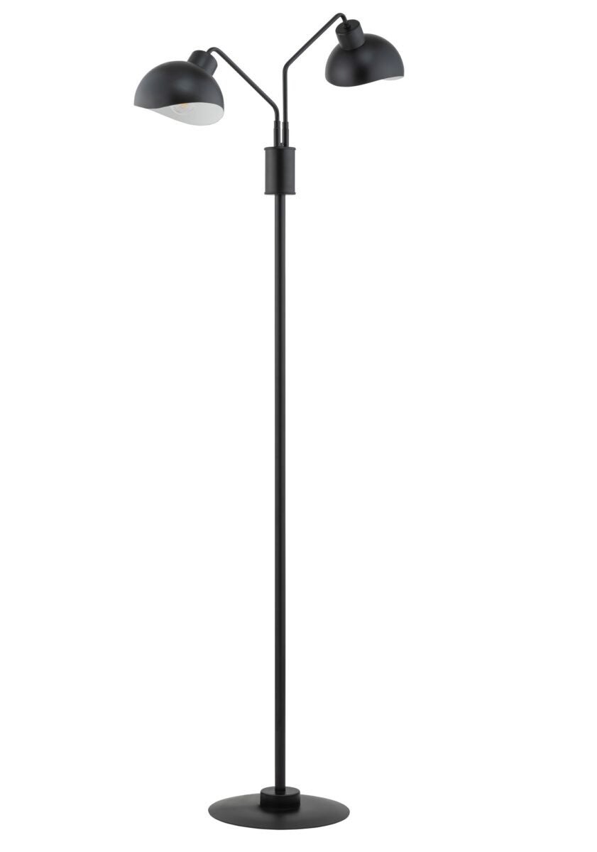 Lampa podłogowa klasyczna dekoracyjna czarna dwa klosze 2xE27 15W Roy Sigma Lighting