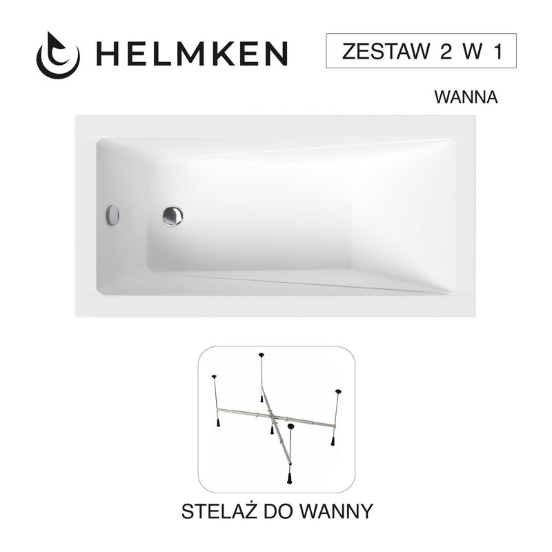Wanna akrylowa Helmken Rivana 140 х 70 + Stelaż uniwersalny do wanien Helmken 21230020 / 23095003-2S