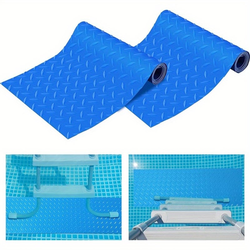 Zestaw 2 antypoślizgowych mat z PVC pod drabinkę basenową, mata pod stopnie basenowe, powierzchnia ochronna podłoża pod stopnie basenowe