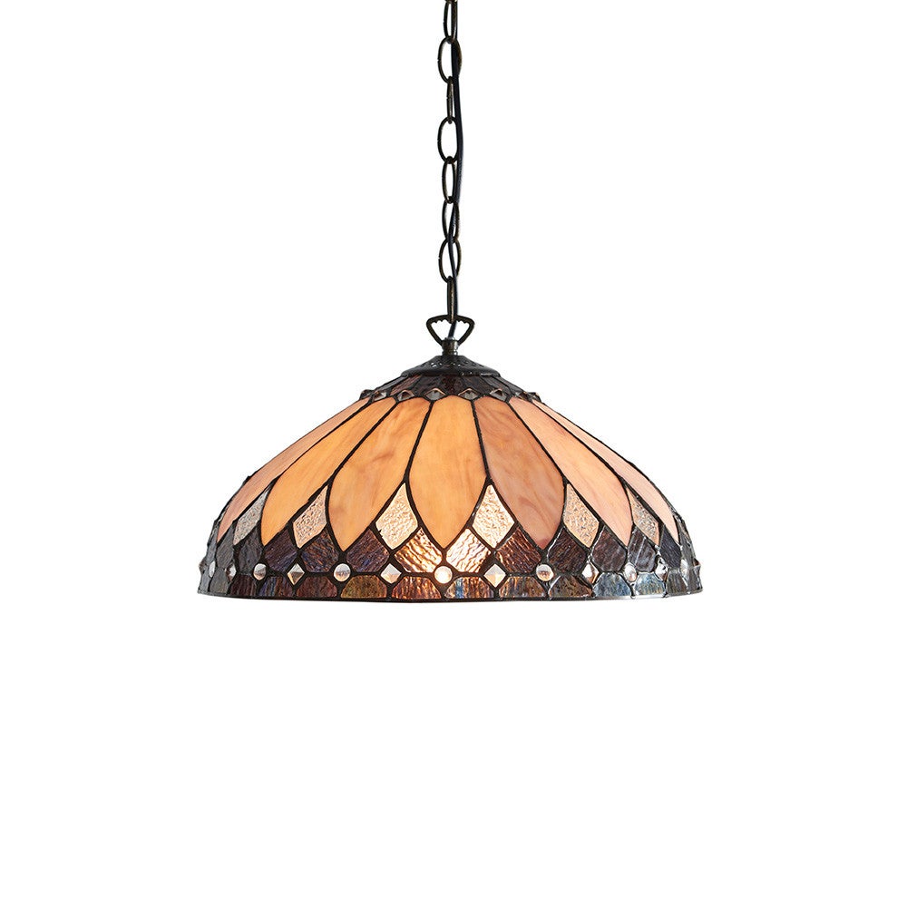 Lampa wisząca szklana wielokolorowa kopuła witrażowa 1xE27 60W BROOKLYN Tiffany