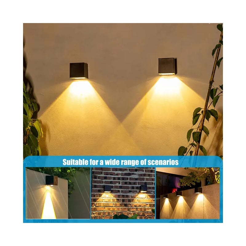 Zestaw 2 lamp ściennych LED IP65, ciepłe białe światło 3000K, wodoodporne oświetlenie ogrodowe na ścianę, ogrodzenie, taras i do ogrodu