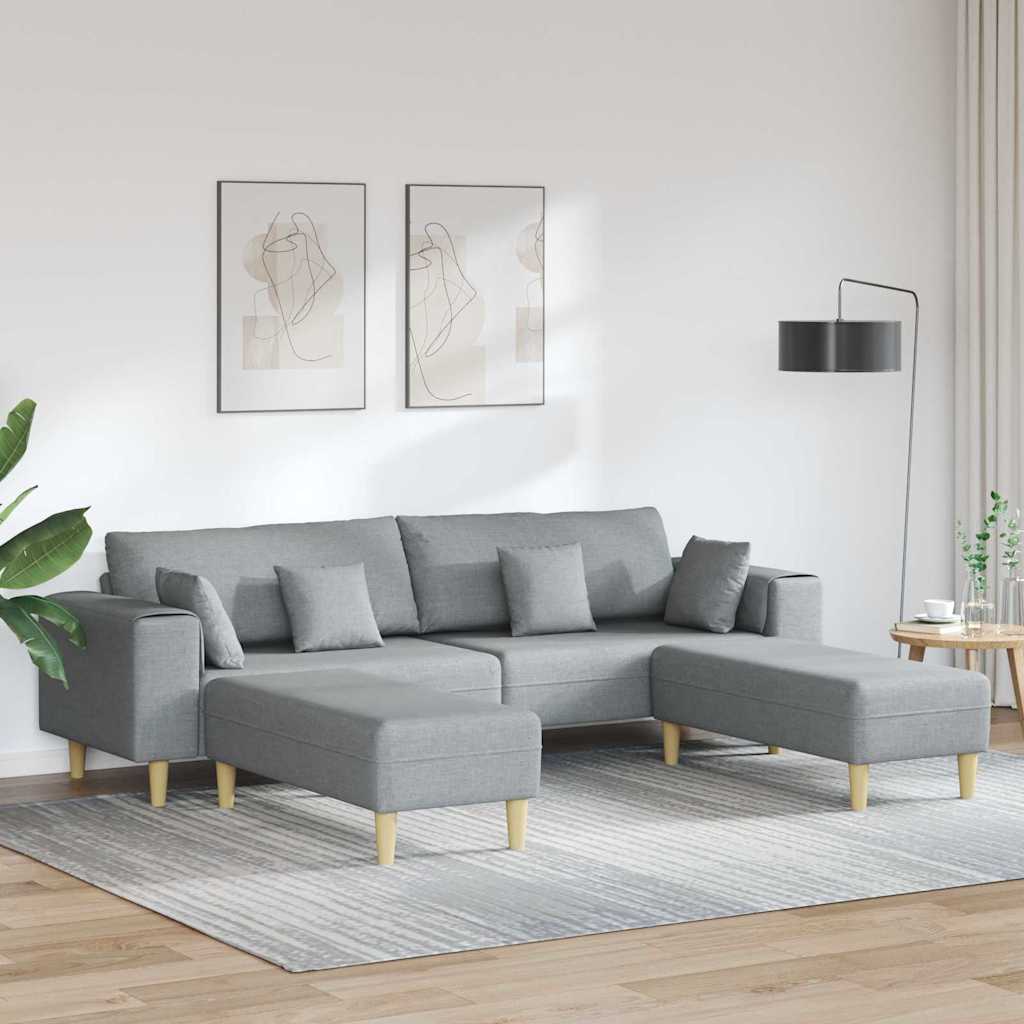 Sofa z poduszką 3 pcs Jasnoszary tkanina vidaXL
