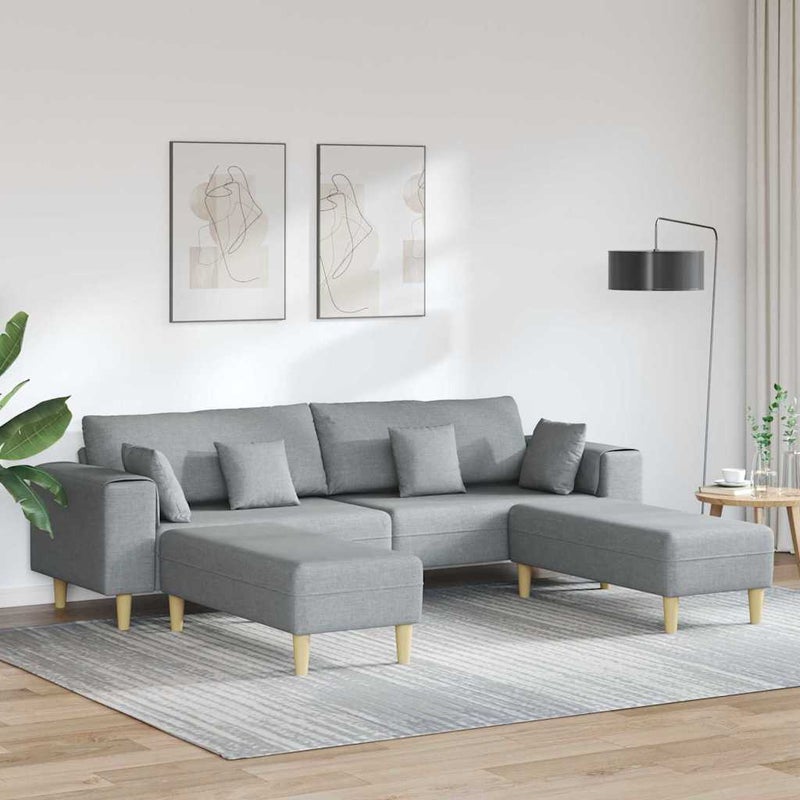 Sofa z poduszką 3 pcs Jasnoszary tkanina vidaXL