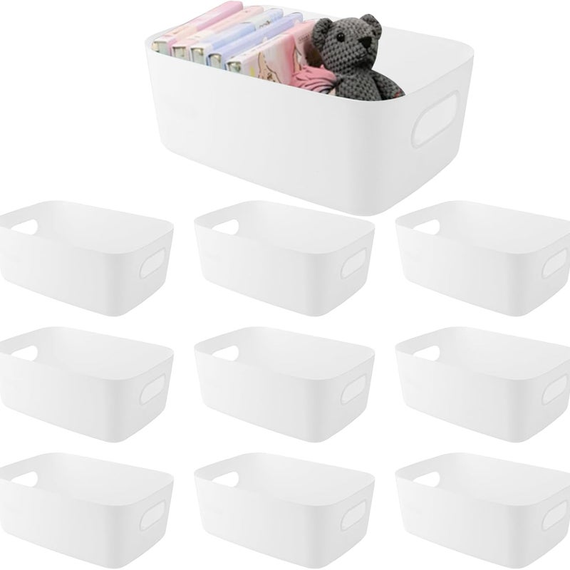 Zestaw 10 plastikowych pudełek do przechowywania 30 x 20,5 x 12,5 cm – organizery do układania w stosy z uchwytami do kuchni, łazienki i biura