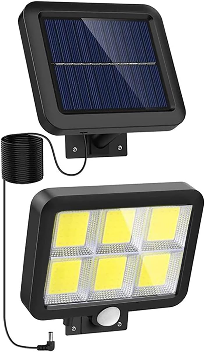 120 diod LED, 260 lm, lampa solarna zewnętrzna + panel fotowoltaiczny. Oddzielna konstrukcja z kablem 5 m. Lampa solarna z czujnikiem ruchu do oświe