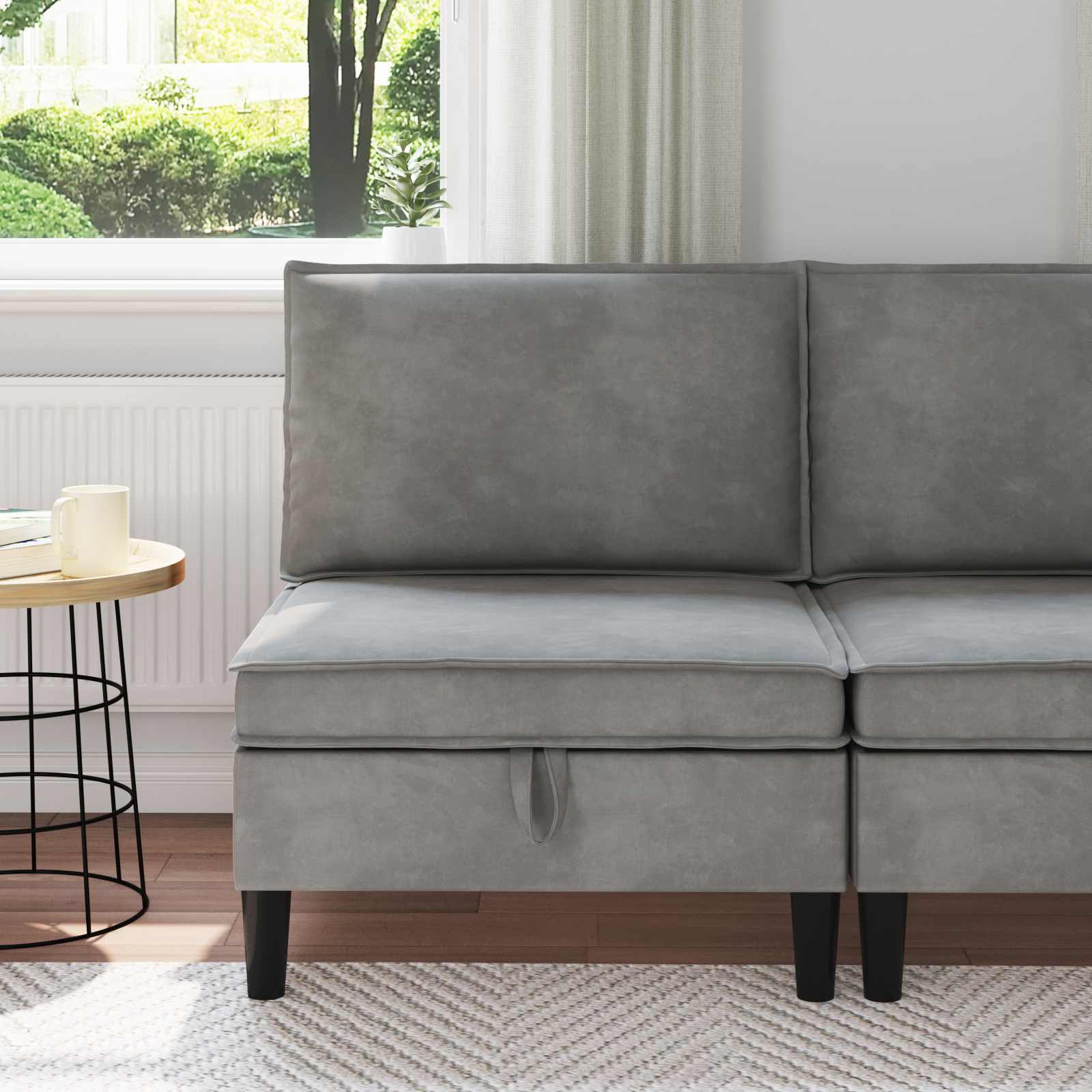 Środkowa sofa z miejscem do przechowywania jasnoszary Welur vidaXL