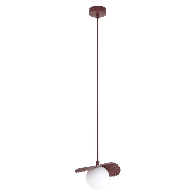 Lampa wisząca dekoracyjna burgundowo-biała szklana kula z karbowanym kloszem 1xG9 8W FLORA Emibig