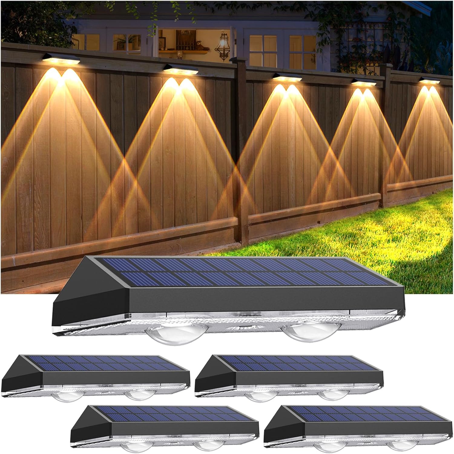 Zestaw 4 lamp solarnych do użytku zewnętrznego i ogrodowego - Wodoszczelny solarny kinkiet do dekoracji ogrodu - Lampy ogrodowe LED na taras