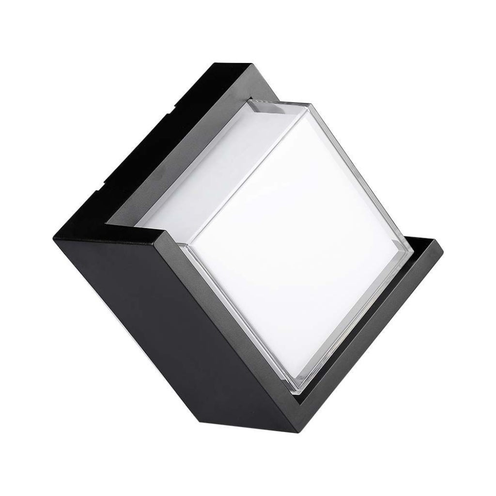 Kwadratowa lampa ścienna LED 12W z półprzezroczystym kloszem Kolor czarny 3000K IP65