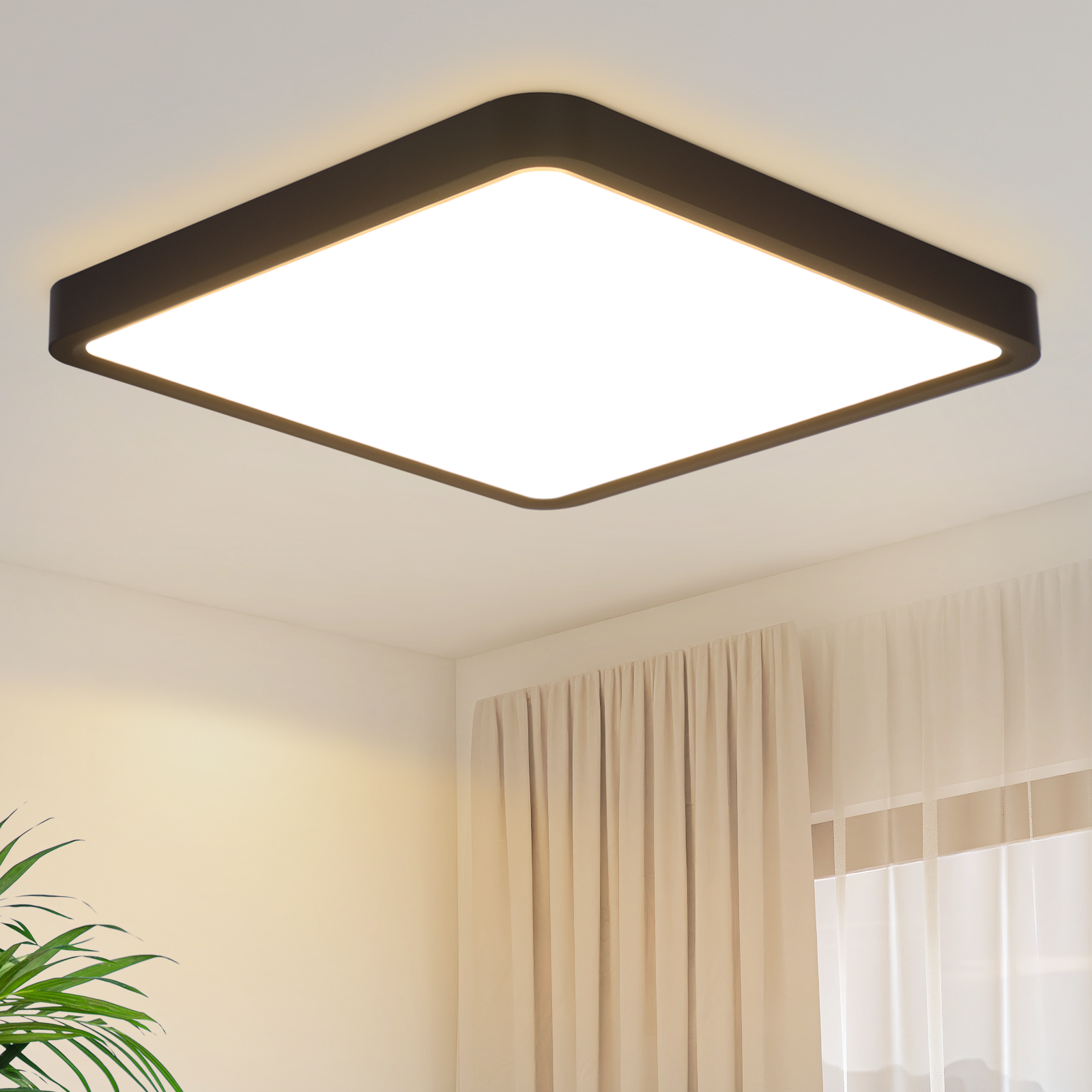 NETTLIFE Lampa sufitowa LED lampa sufitowa płaska do sypialni 23CM 18W kwadratowa czarna 3000K
