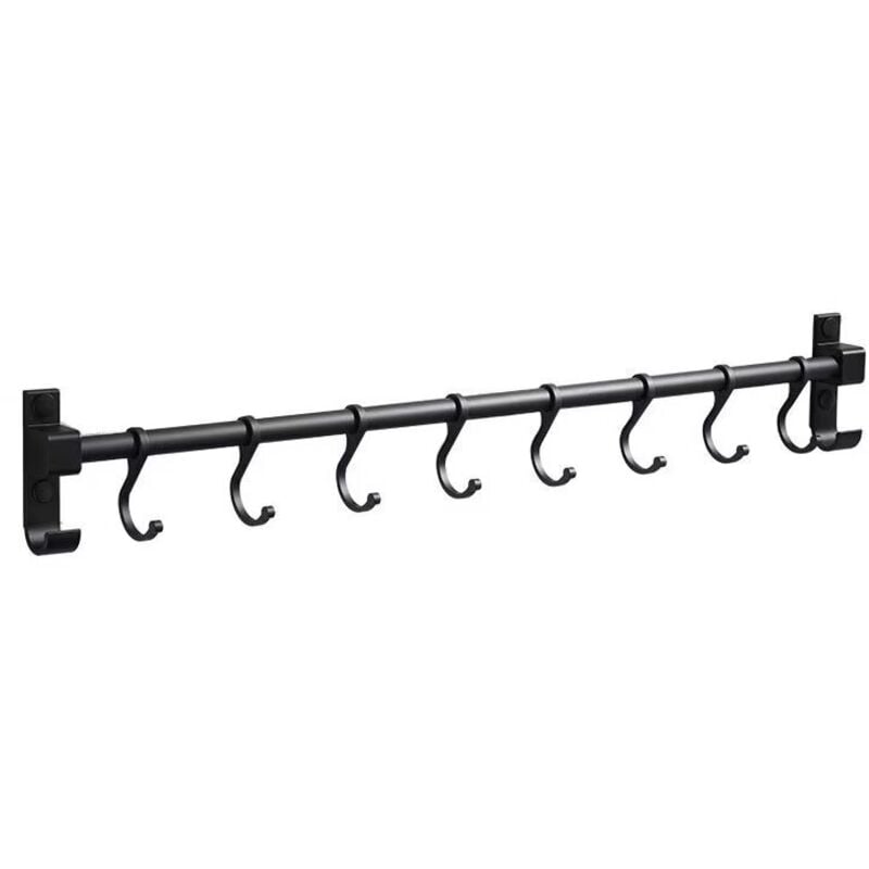 Aluminiowa szyna kuchenna, 50 cm, uchwyt na przybory kuchenne montowany na ścianie z 8 haczykami