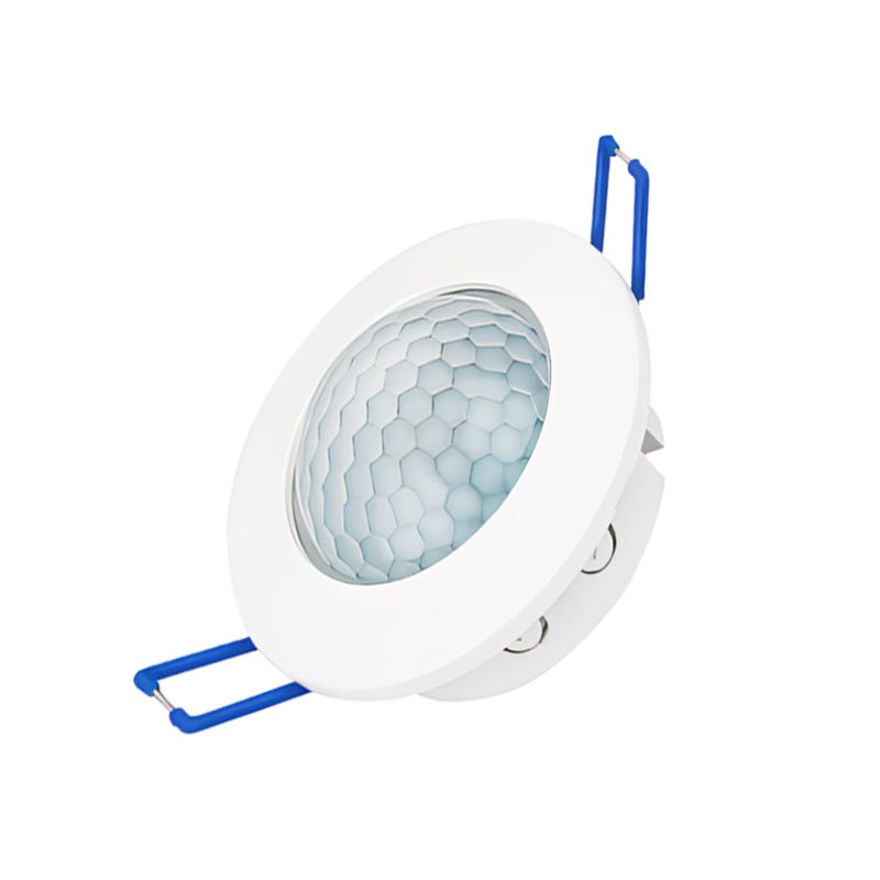 Wewnętrzny czujnik ruchu, do montażu wpuszczanego i natynkowego w suficie, programowalny, czujnik podczerwieni, 6 m / 360°, odpowiedni do diod LED, ma