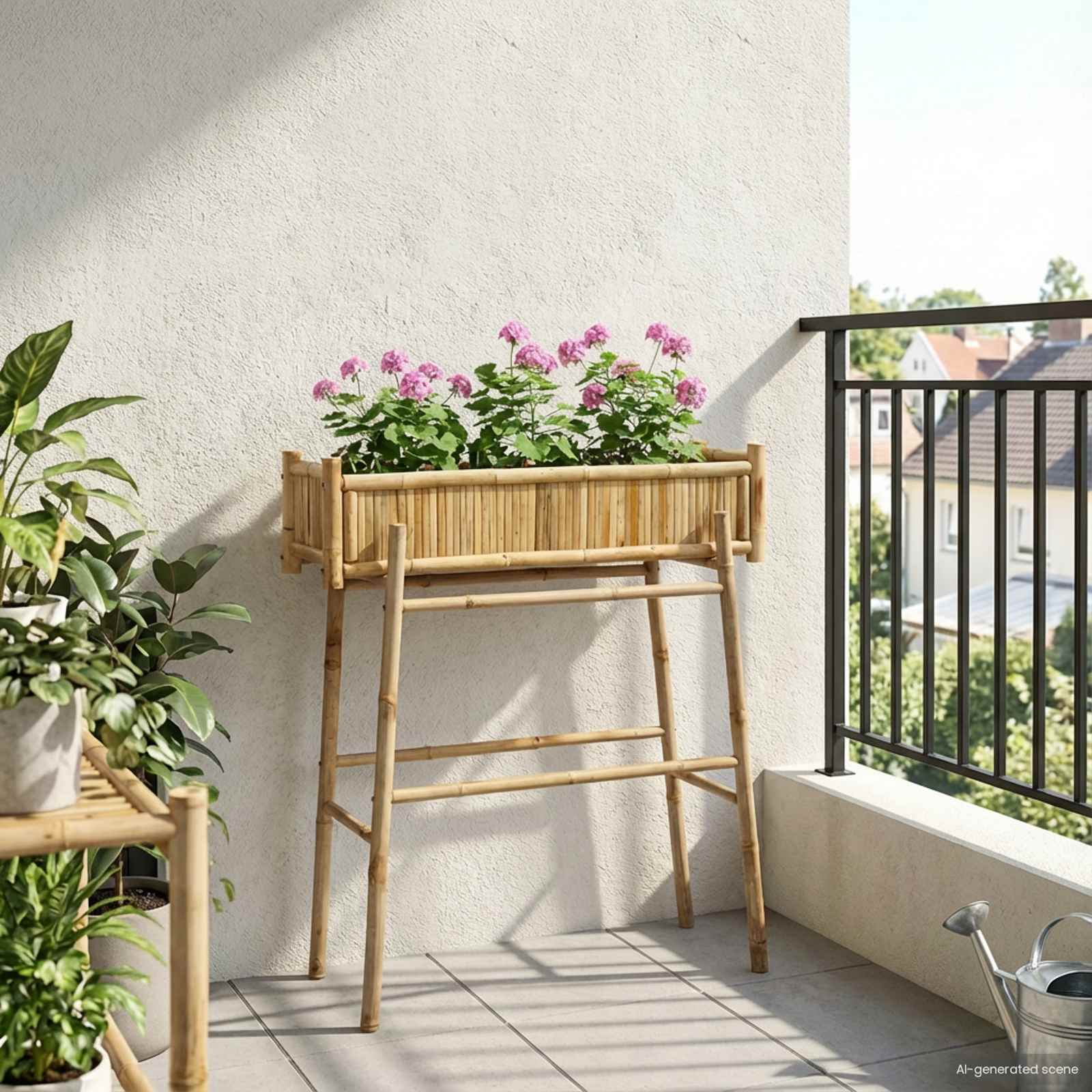 Doniczka ogrodowa z uchwytem Naturalny 100 x 38 x 114 cm Bambus vidaXL