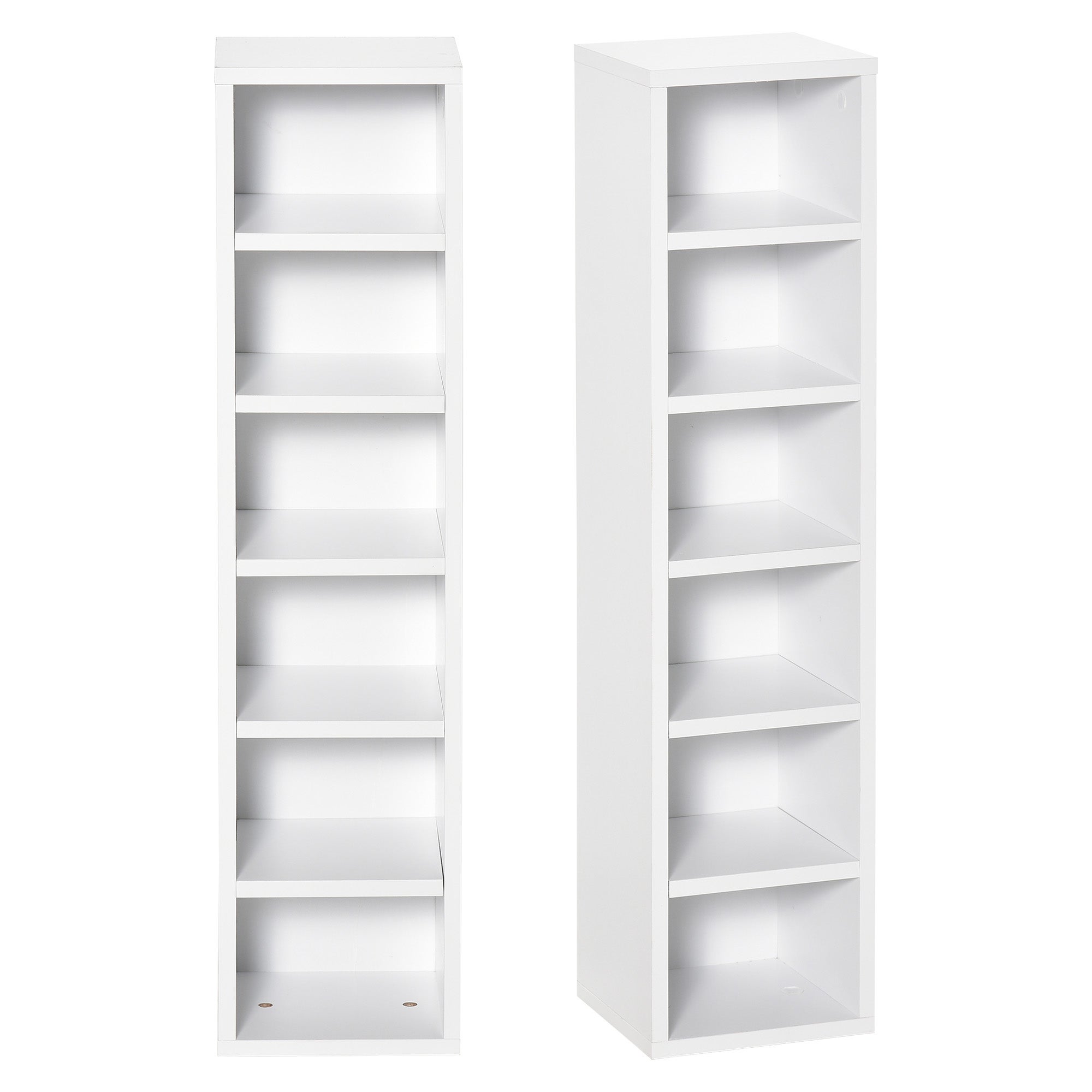 Zestaw z 2 column półki Szafka do przechowywania do CD-DVD 6 + 6 komory Wymiary 21L x 19w x 88H cm Maksymalny pojemność 160 CDs Biały