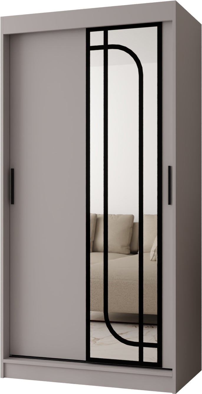 Szafa przesuwna z lustrem ALABAMA 100 x 62 x 200 kaszmir + u. czarny