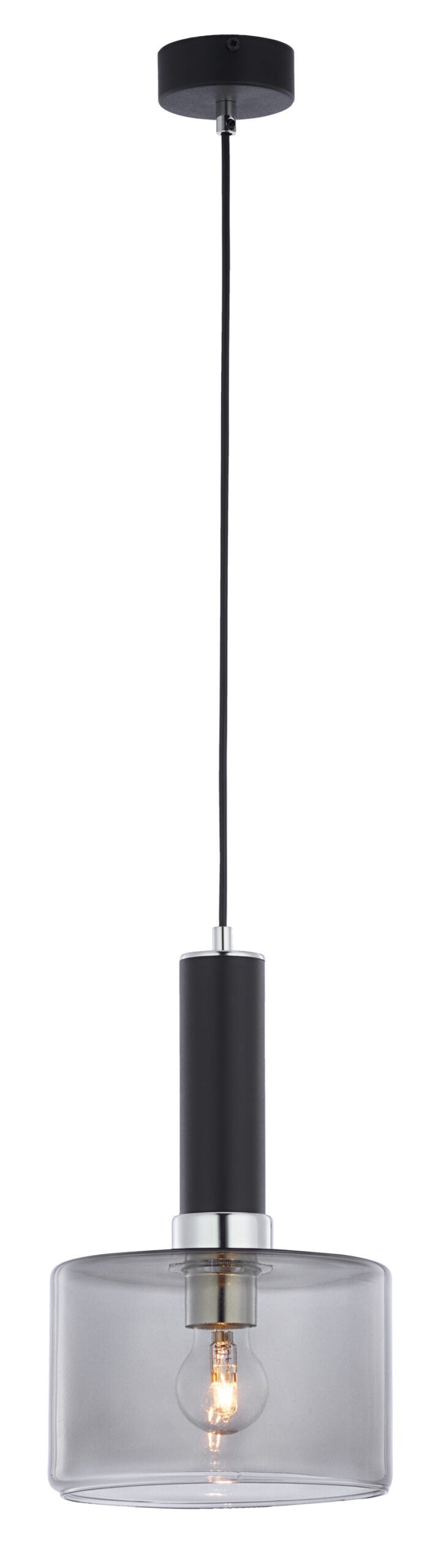 Lampa wisząca VANES Jupiter srebrno-czarna E27 20x20x39-80 cm 1 szt.