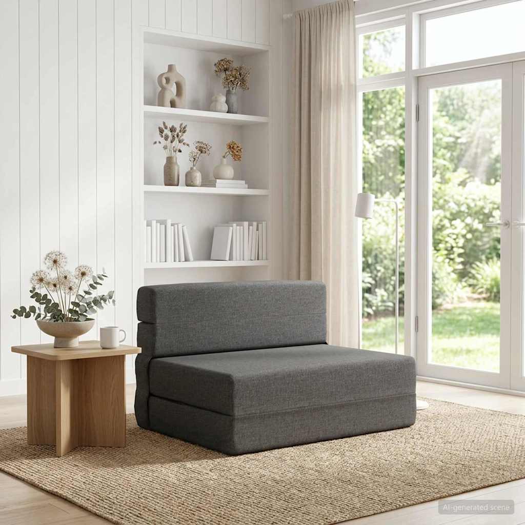 Składana Sofa Łóżko jasnoszary 100 x 80 x 60 cm tkanina vidaXL