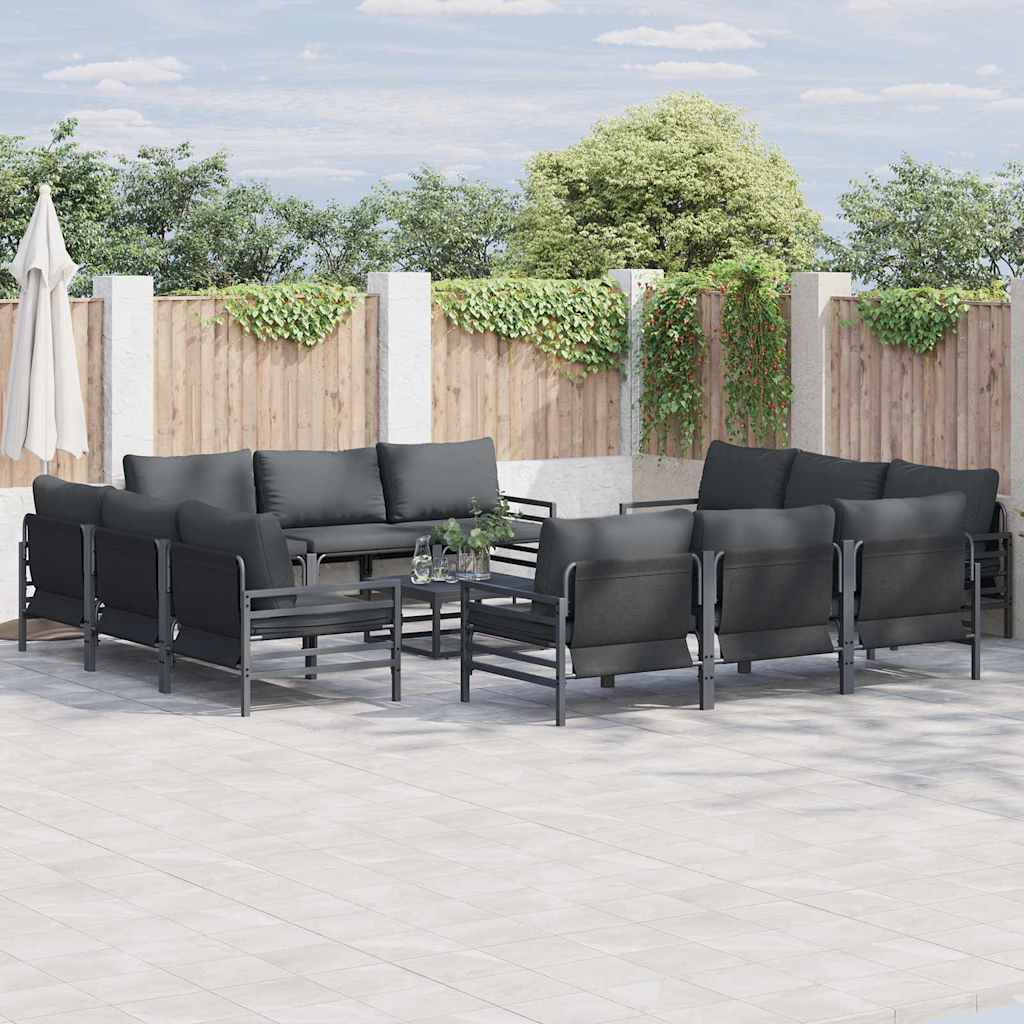 Zestaw Sof na Ogród z poduszką 13 pcs Czarny Stal vidaXL