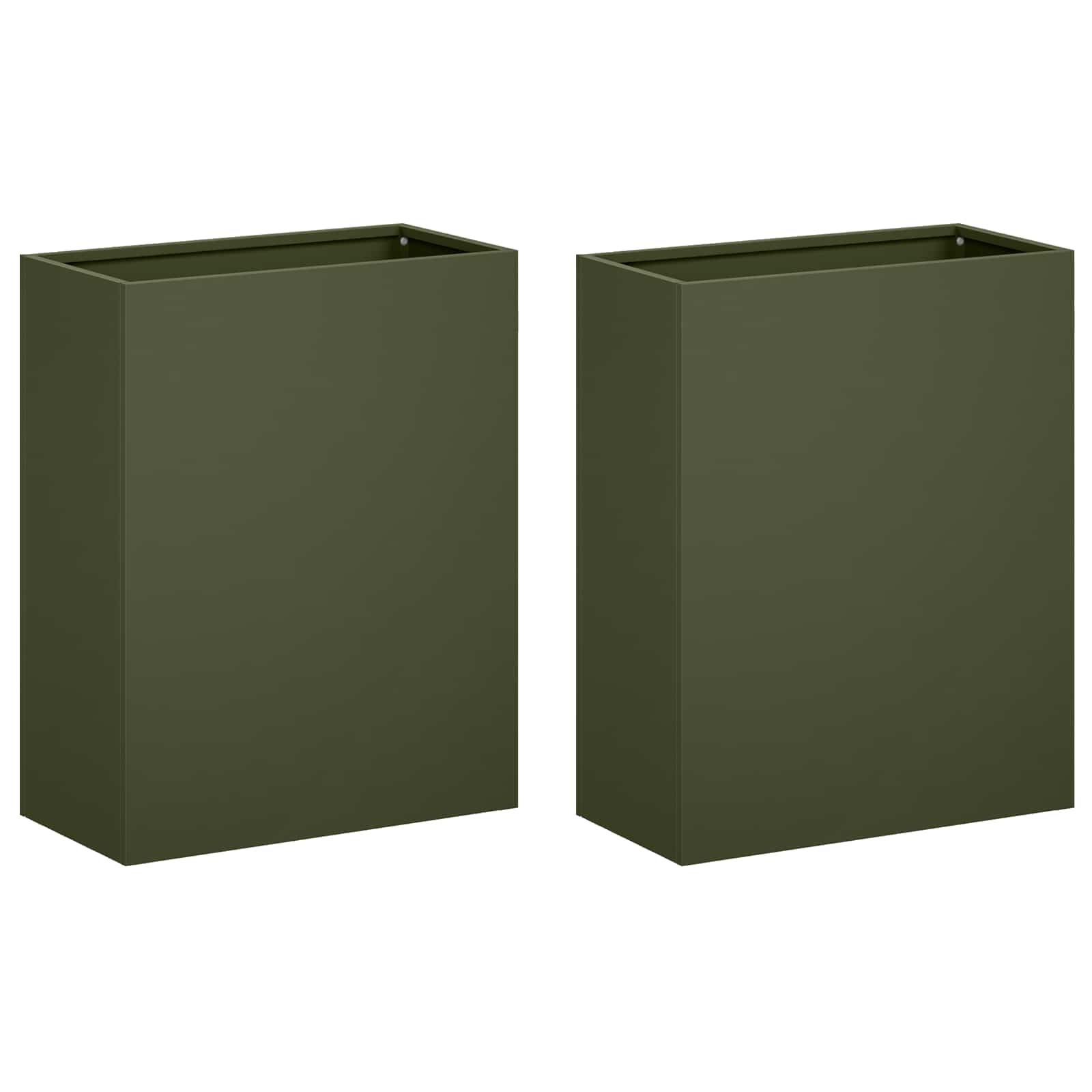 2x Donica Ogrodowa Stalowa 40x20x50 cm Oliwkowa na Taras na Balkon na Zioła