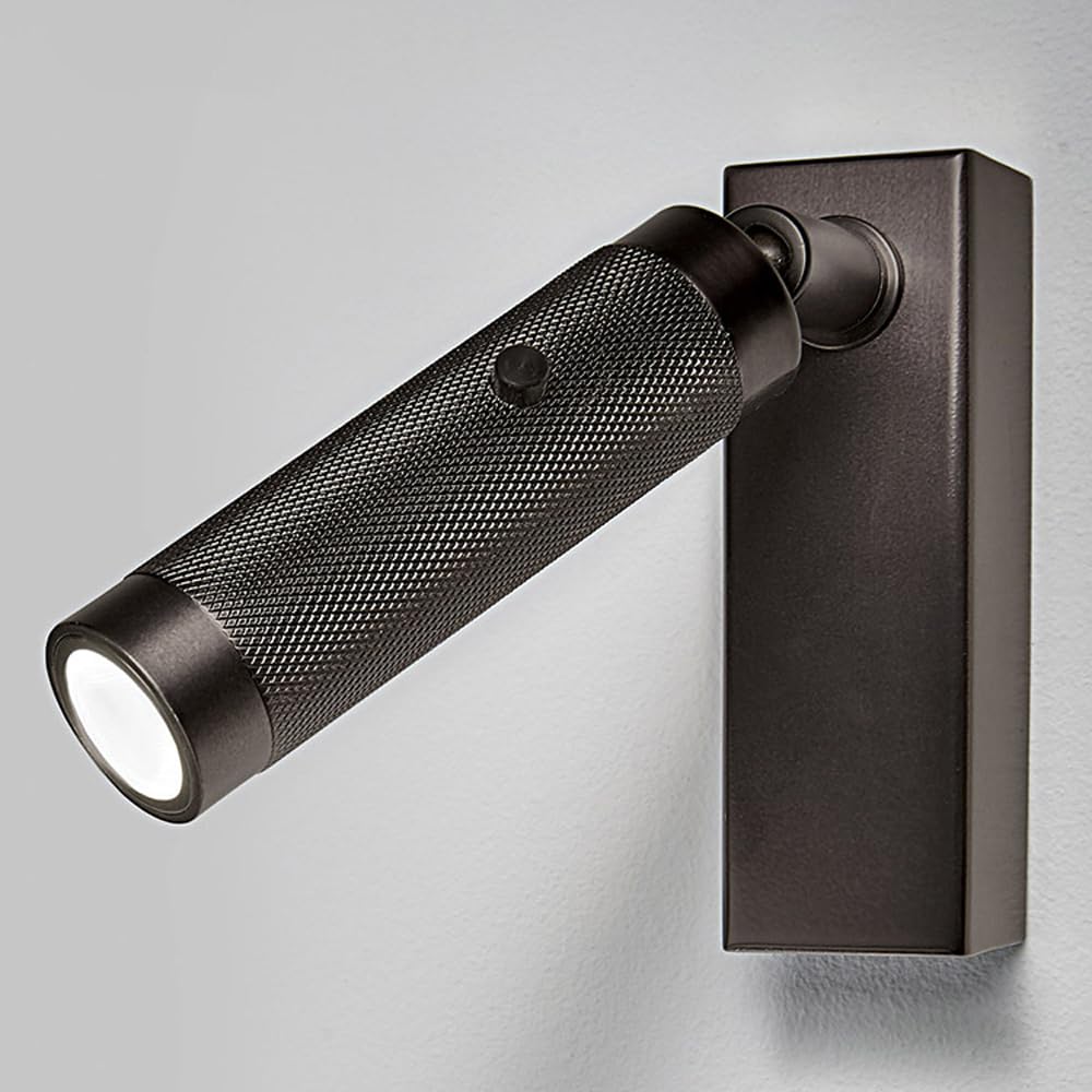 Kinkiet LED, regulowana lampa nocna 350°, kinkiet ścienny z portem USB, obrotowa lampa z aluminium, światło nocne - Czarny piasek 4000K