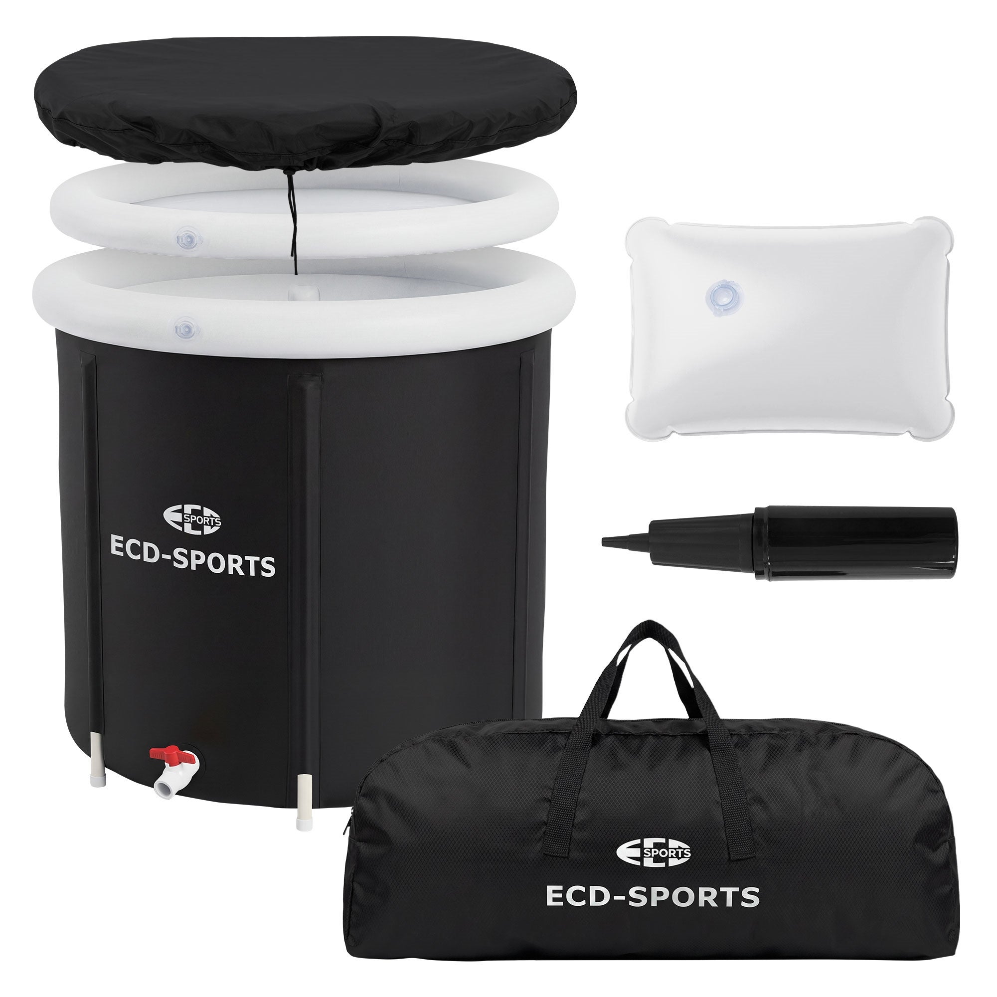 ECD Germany beczka lodowa Ø80 cm 350L składana wanna do morsowania z izolacją przenośna cold plunge dla sportowców szybki montaż trwała konstrukcja