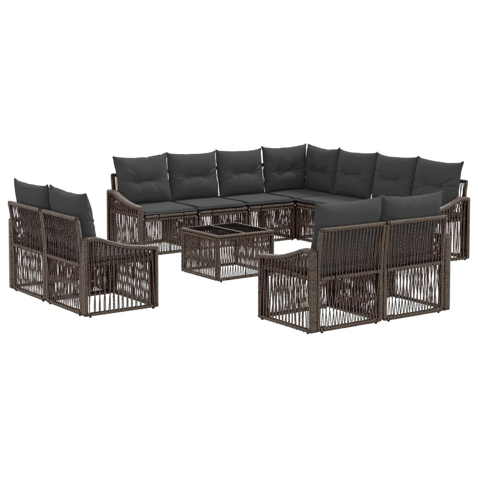 Zestaw Sof na Ogród 12 pcs Szary polirattan vidaXL