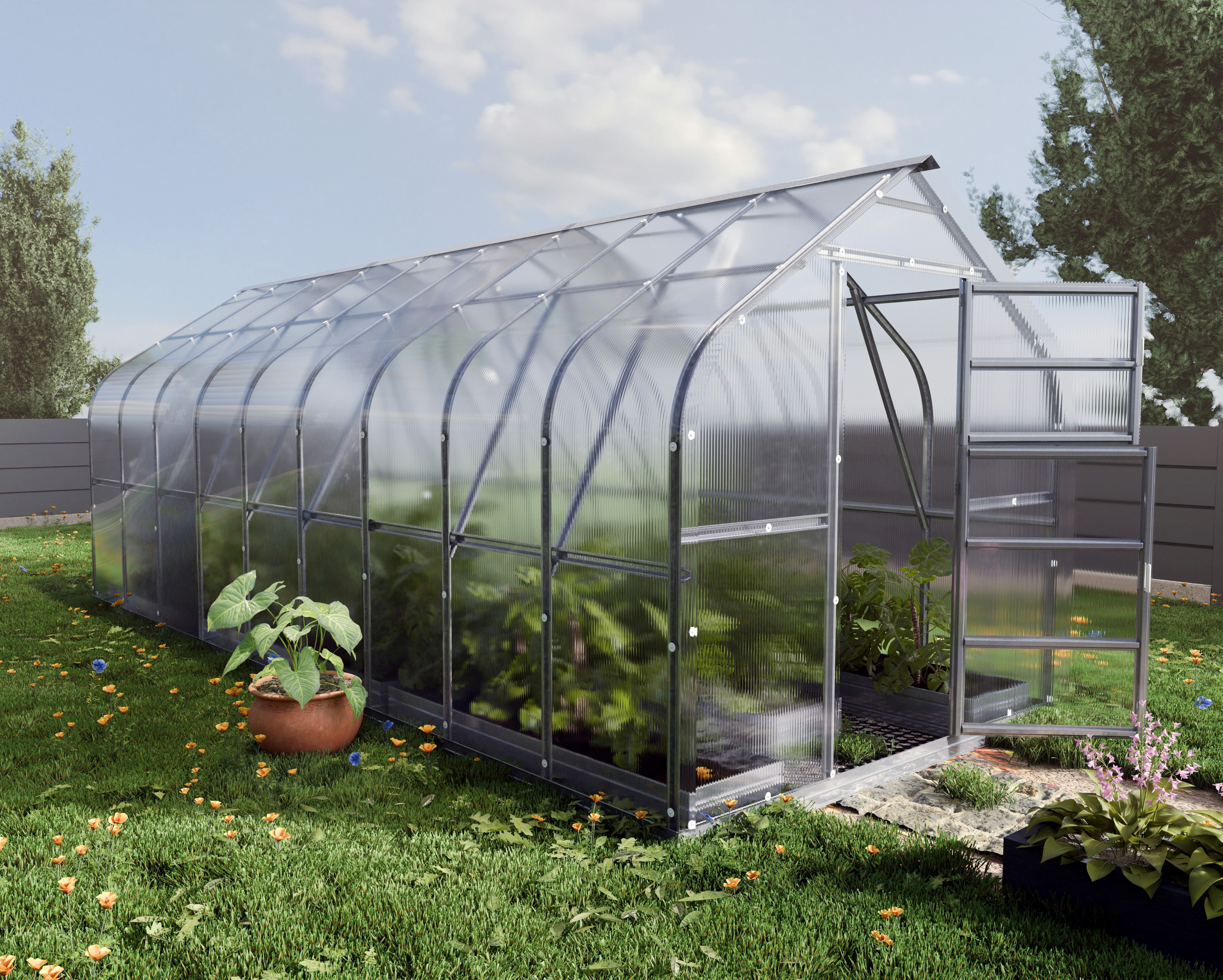 Zestaw Szklarnia KLASIKA STANDART EXTRA 15 m² (2,5x6 m), 4 mm - 7 akcesoriów w zestawie