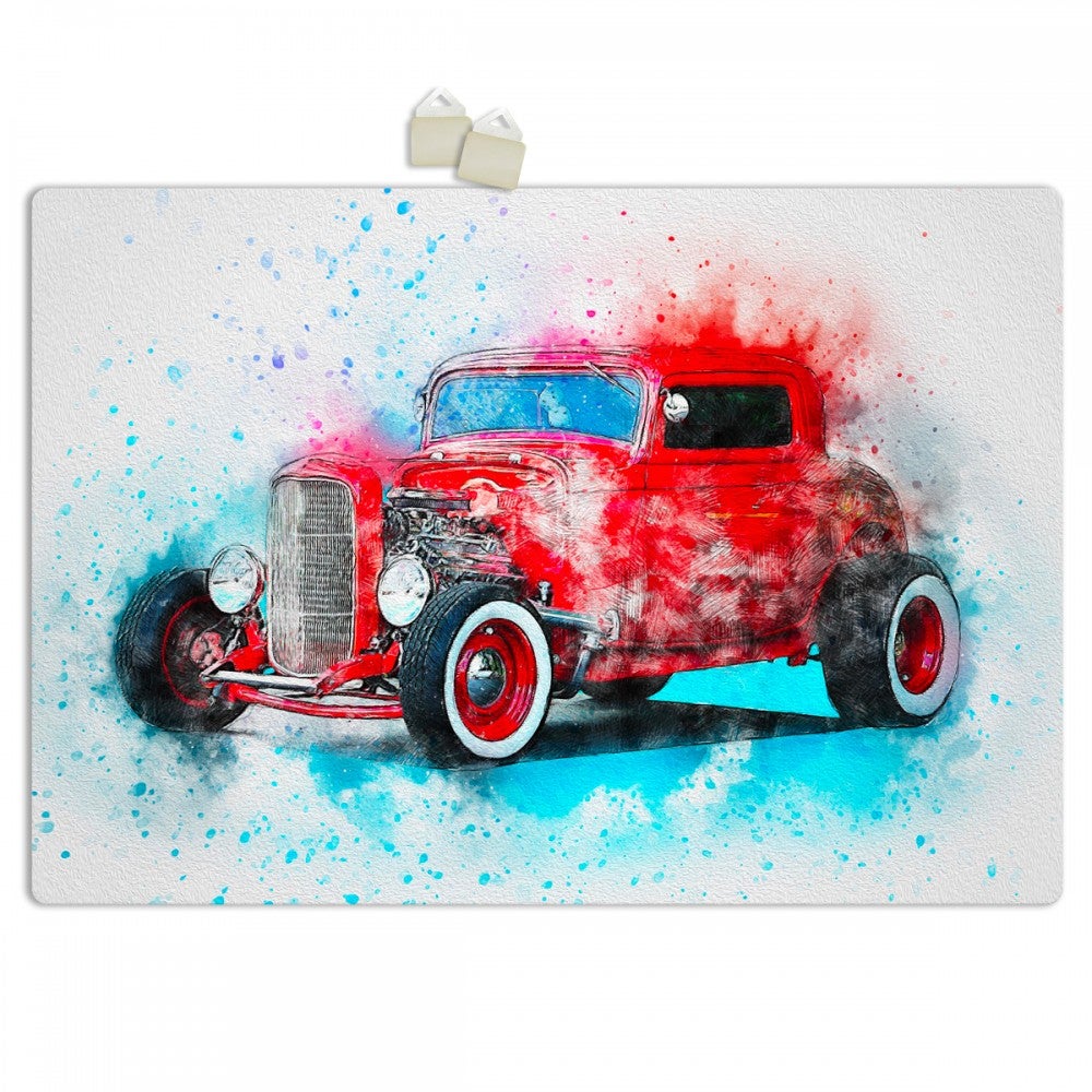CZERWONY SAMOCHÓD MUSCLE CAR - PLAKAT Forex z ekspandowanego PVC o grubości 3 mm - 100x70 cm