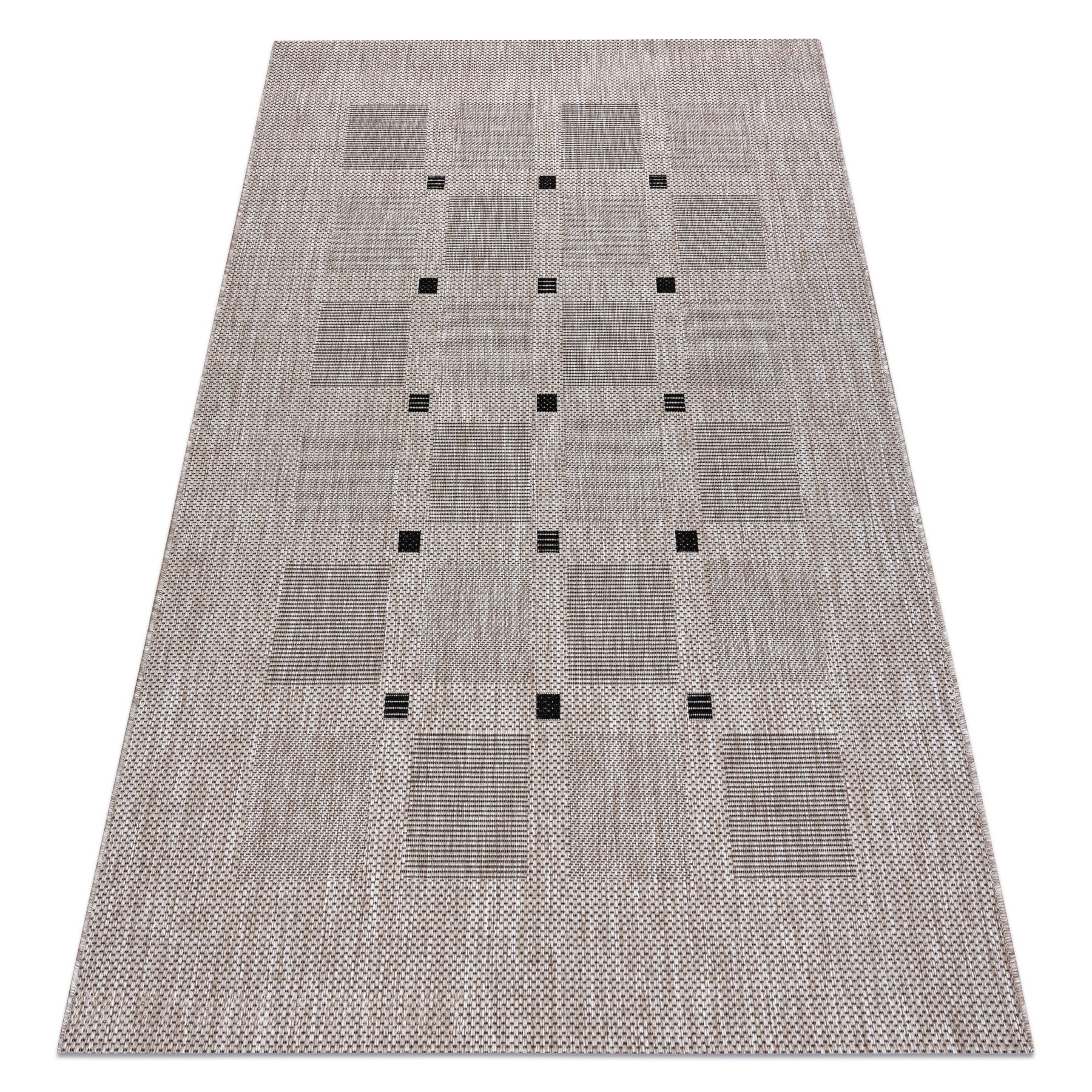DYWAN SZNURKOWY SIZAL FLOORLUX 20079 kwadraty srebrny / czarny 160x230 cm