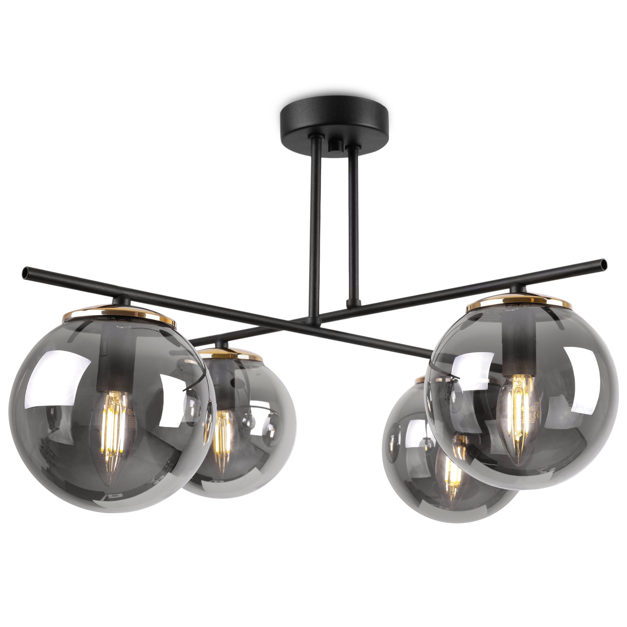 Lampa sufitowa wisząca Light Home LH Modena 4x E14 60W czarny/złoty