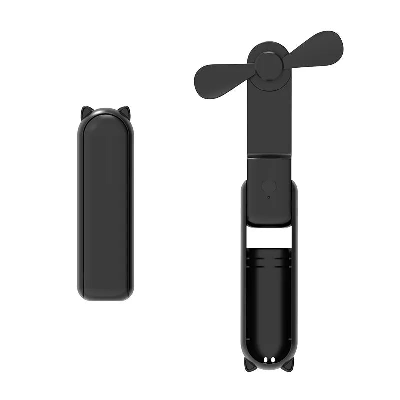 Przenośny wentylator podróżny, czarny, ładowany przez USB, składany powerbank 2 w 1