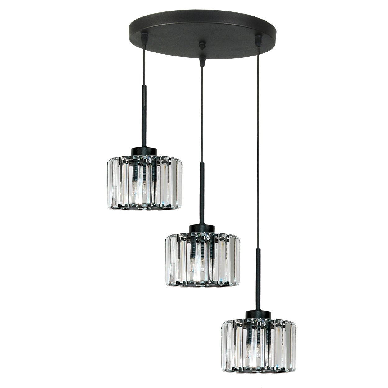 Lampa wisząca czarna 3 punktowa do salonu OMENA kryształowa E27 Edylit