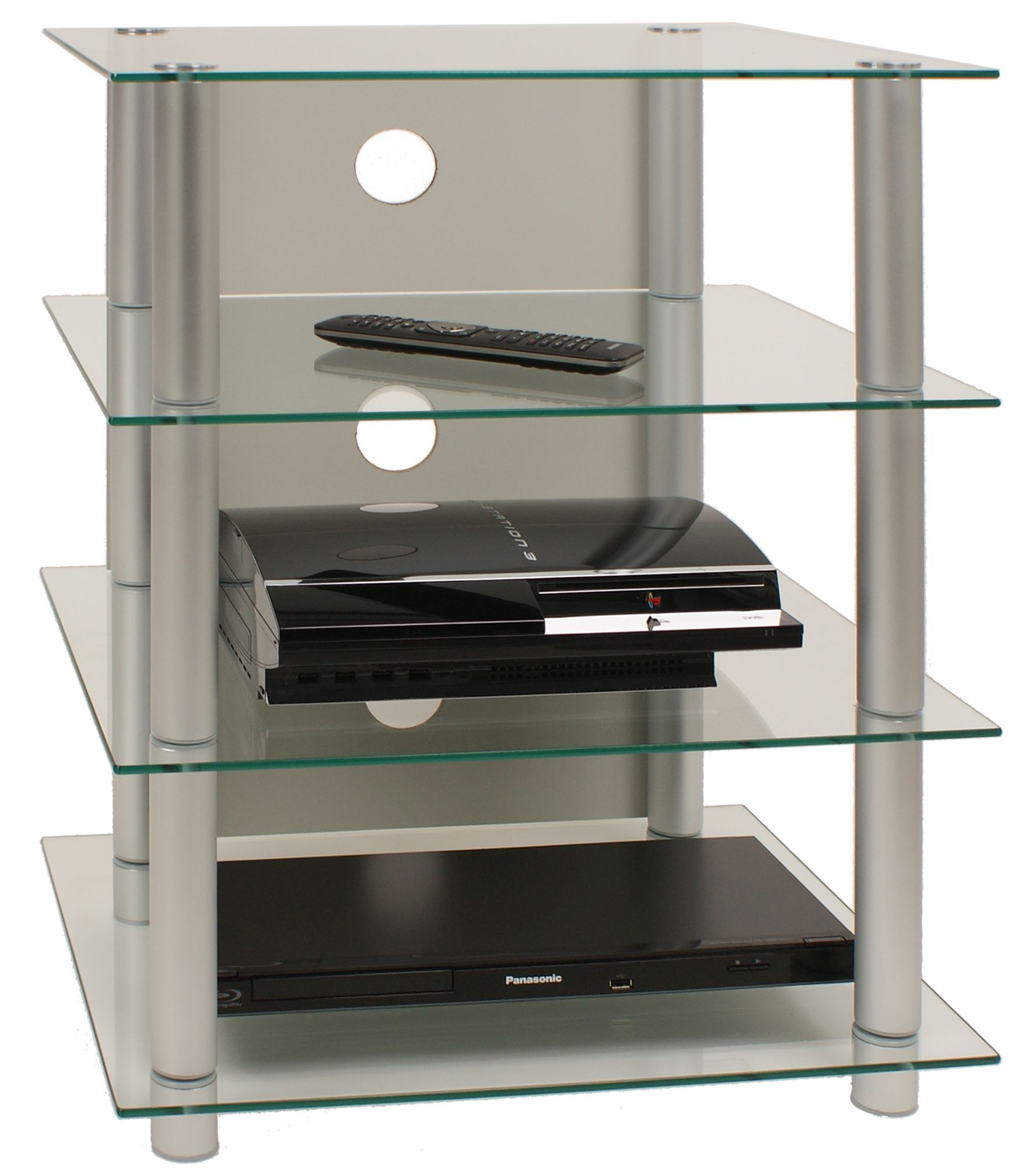 VCM Meble hifi Blados Przezroczyste szkło H. 70 x B. 59 x T. 49 cm