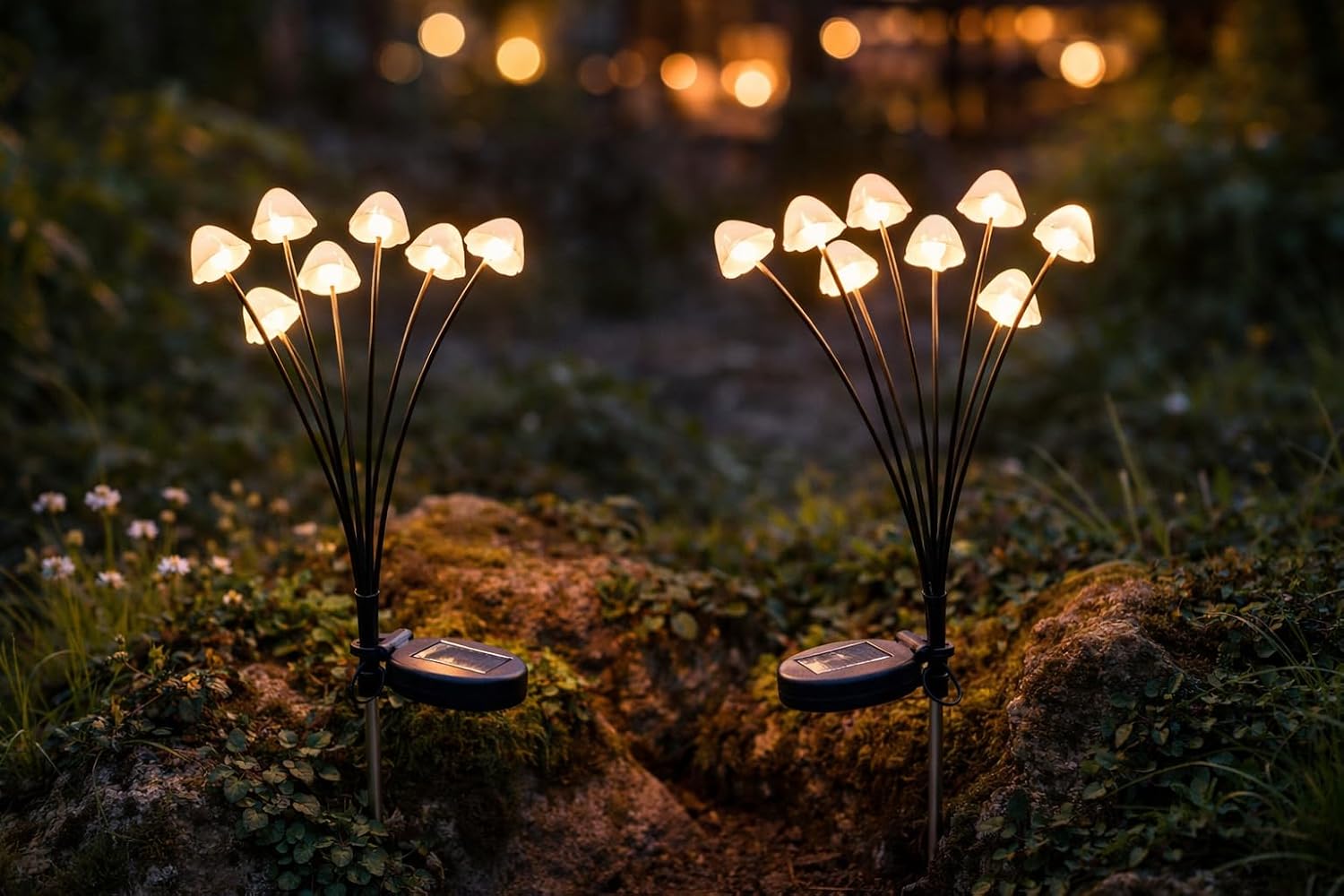 Lampa Solarna Lumiled Ogrodowa LED Wbijana Słupek Zewnętrzny Grzybki IP65 Drzewko Solarne 2 szt.