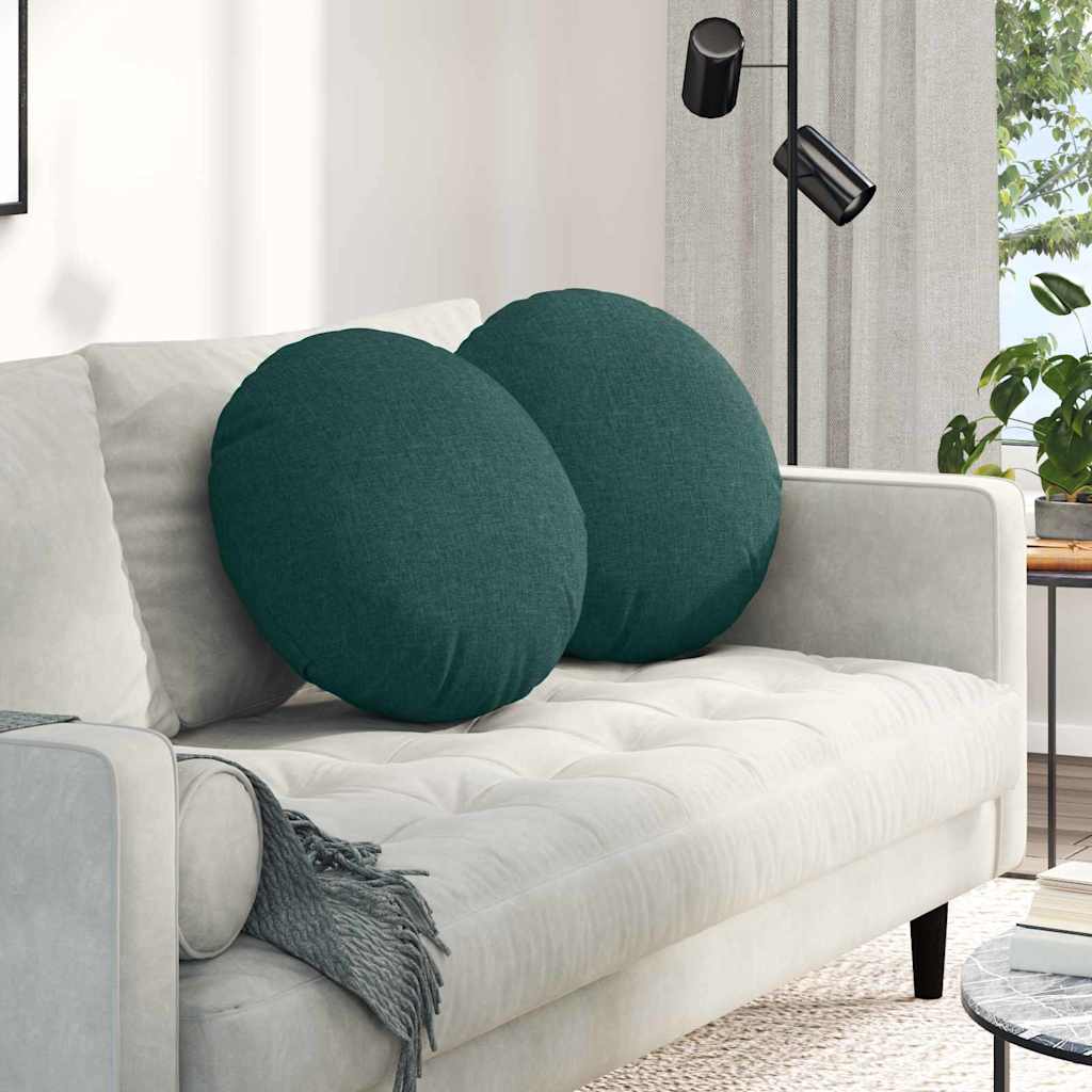 Poduszki na siedziska 2 pcs Ciemna zieleń Ø50 x 19 cm tkanina vidaXL