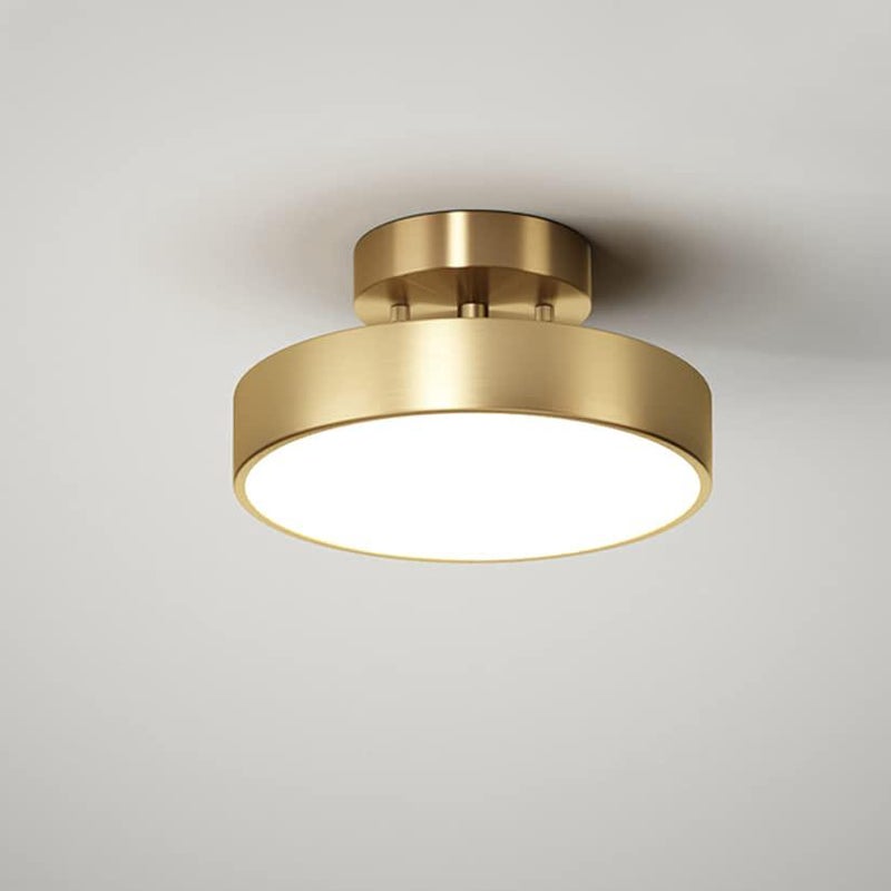 Regulowana, obrotowa lampa sufitowa w kolorze złotego mosiądzu do przedpokoju, balkonu, przejścia, ściemnialna lampa sufitowa LED, miedź, sufit, koryt