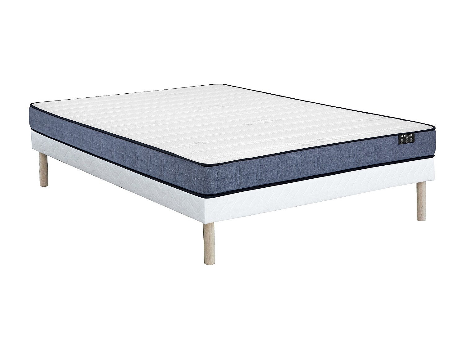 Zestaw 160 x 200 cm: tapicerowany stelaż + materac ze sprężynami kieszeniowymi, grubość 19 cm – DAYNI od YSMÉE