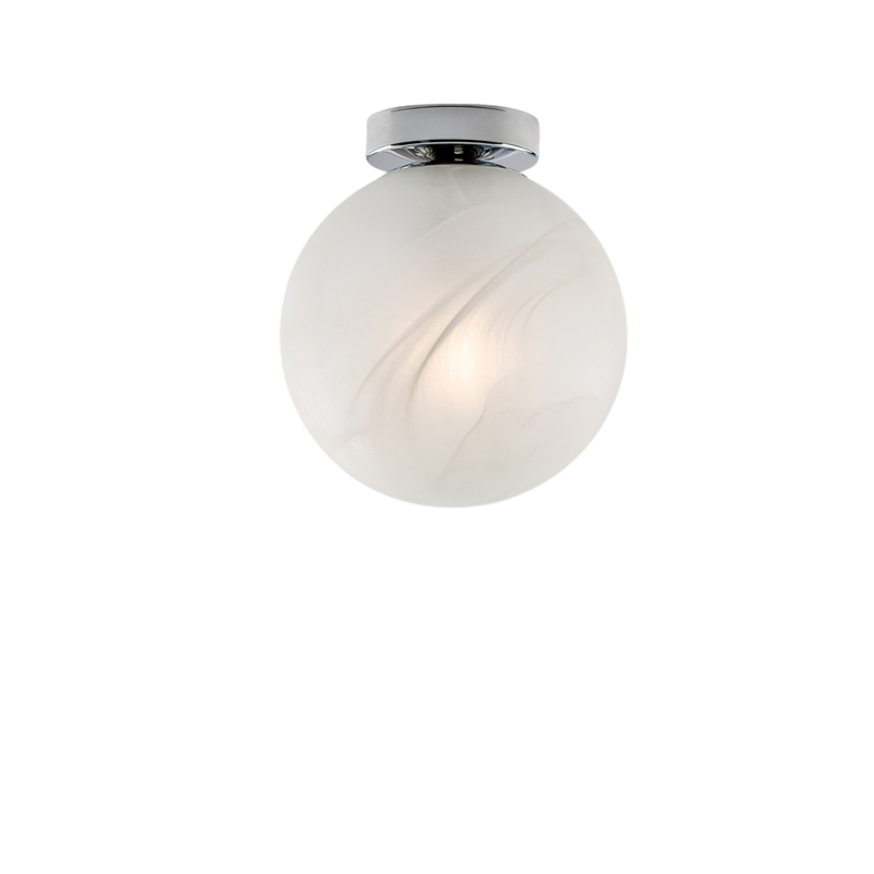 Plafoniera in ferro cromato 1 luce con sfera dm.20 H.23 - Ø20
