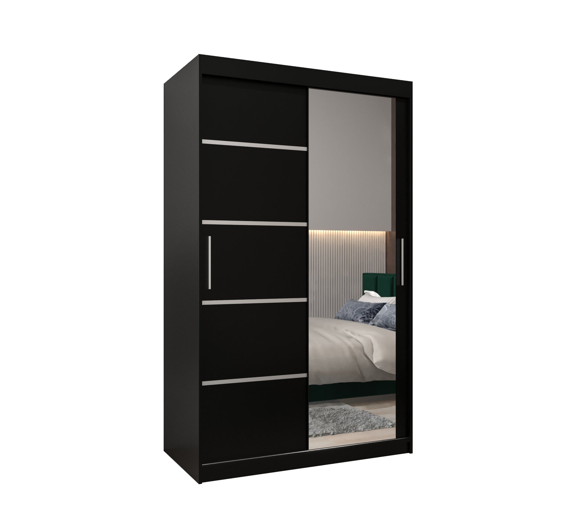 Szafa przesuwna garderoba Verona 2 120 x 62 x 200 cm Czarny + Czarny - Abiks Meble