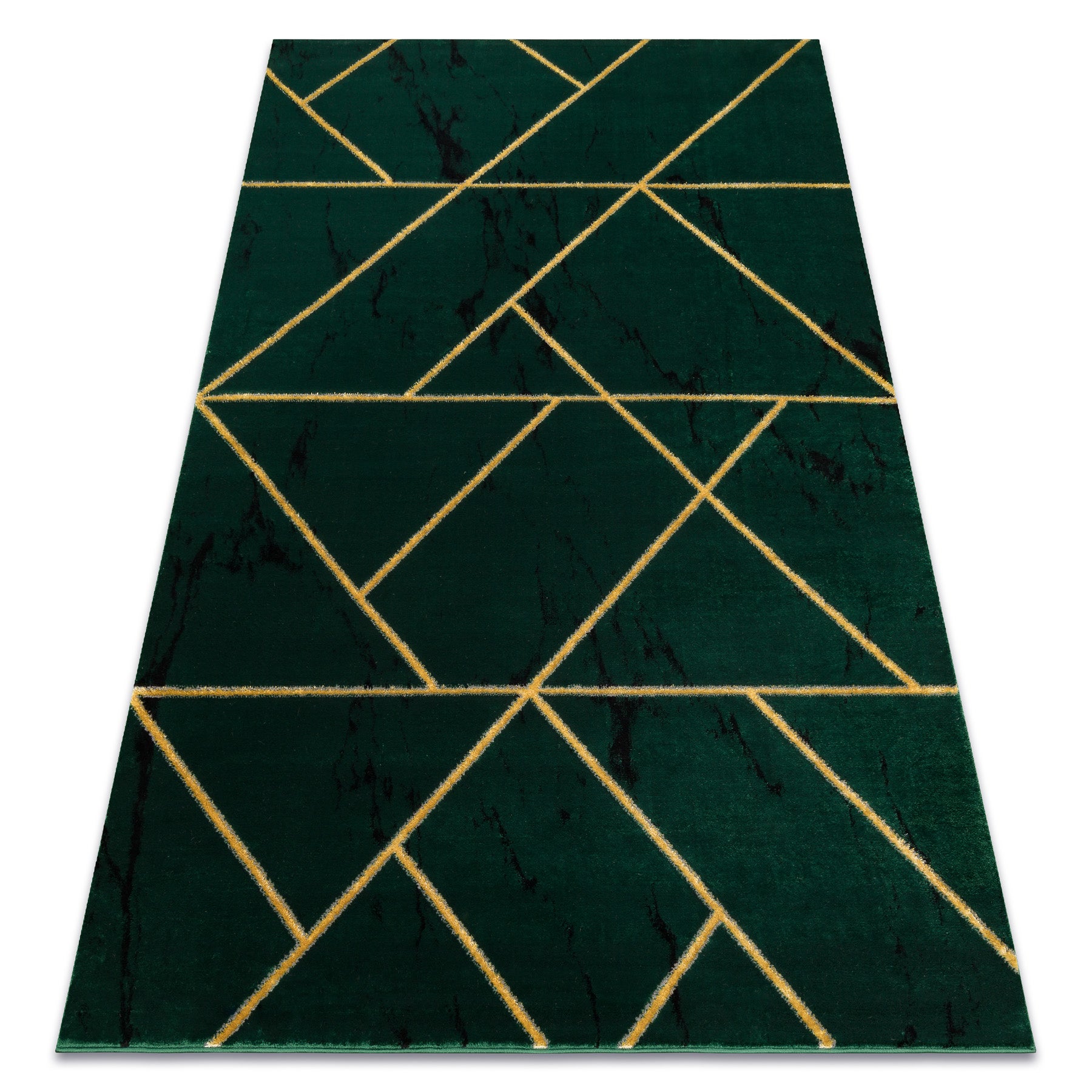 Dywan EMERALD ekskluzywny 1012 glamour, stylowy geometryczny, marmur butelkowa zieleń / złoty 180x270 cm