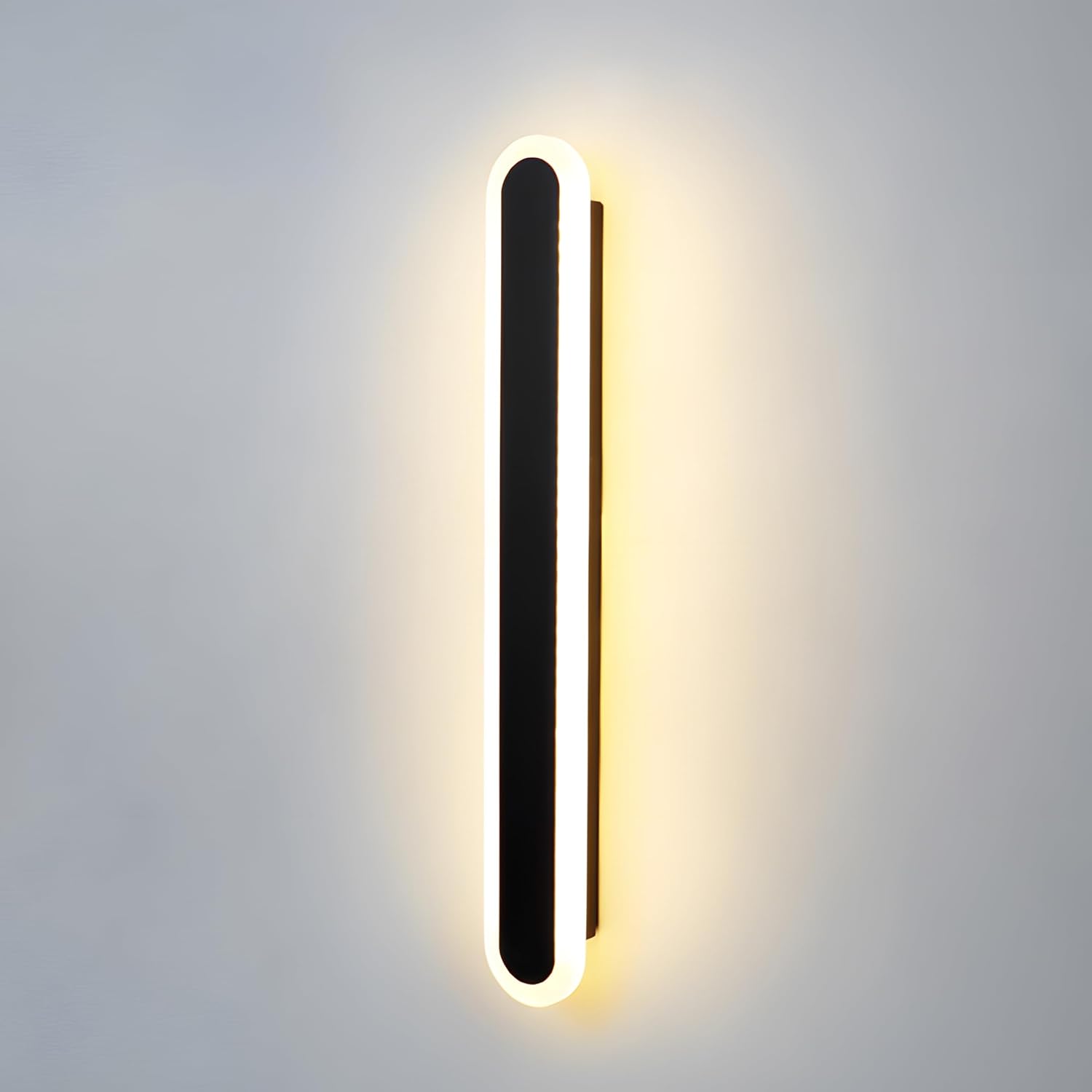 Kinkiet LED, 12 W, trzy temperatury barwowe, materiał akrylowy, odpowiedni do sypialni, czarny, 40 cm, 110-240 V.
