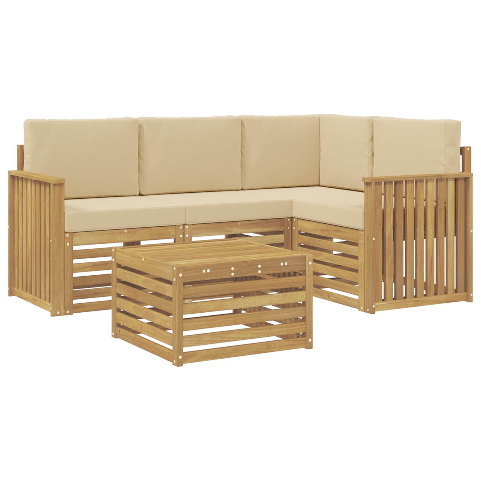 Zestaw sof na zewnątrz 5 pcs Biały i Beżowy 59 x 59 x 37 cm
