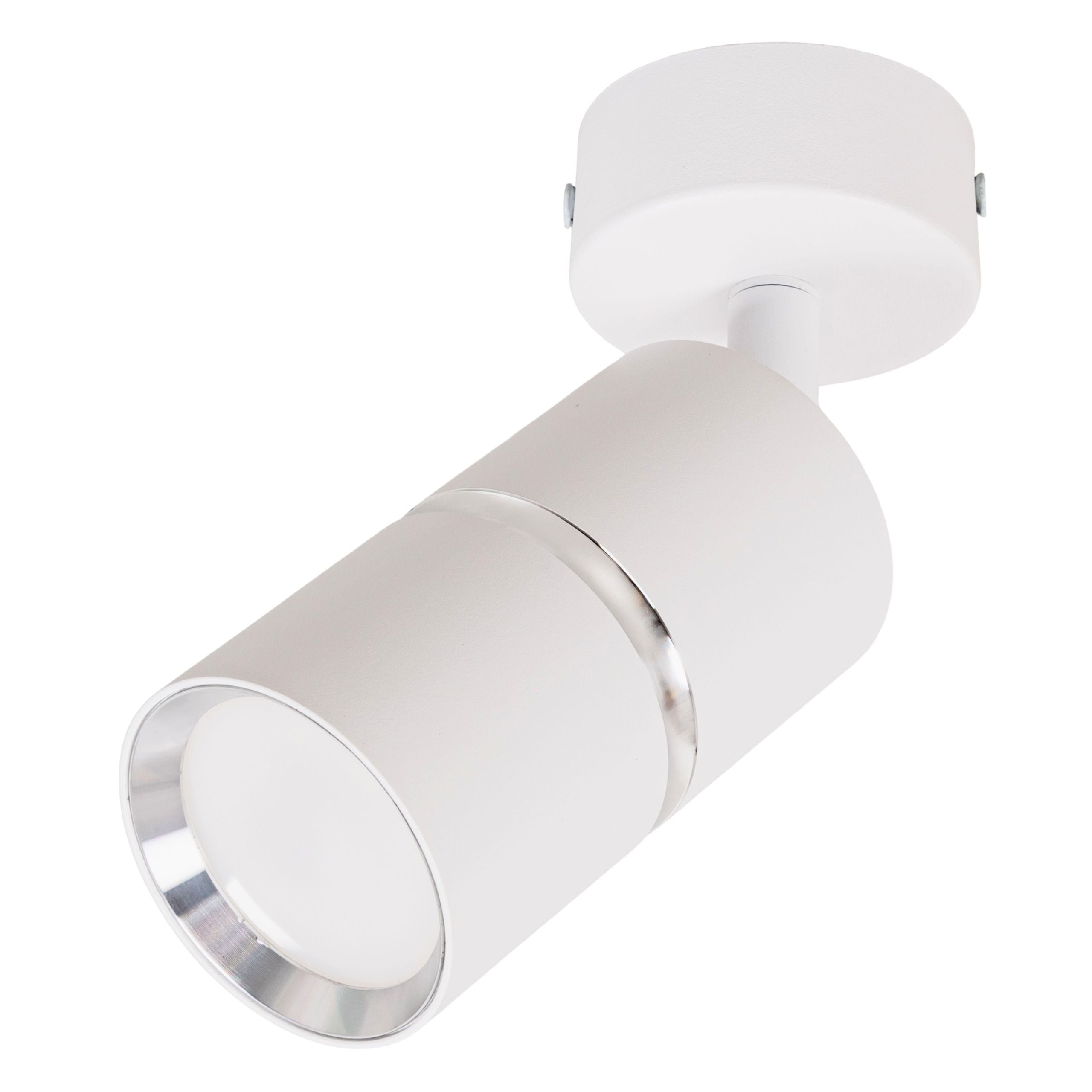 Reflektor sufitowy LED - Lampa ścienna biała srebrna GU10 - Kinkiet natynkowy do pokoju salonu Tuba - LEDHOFF