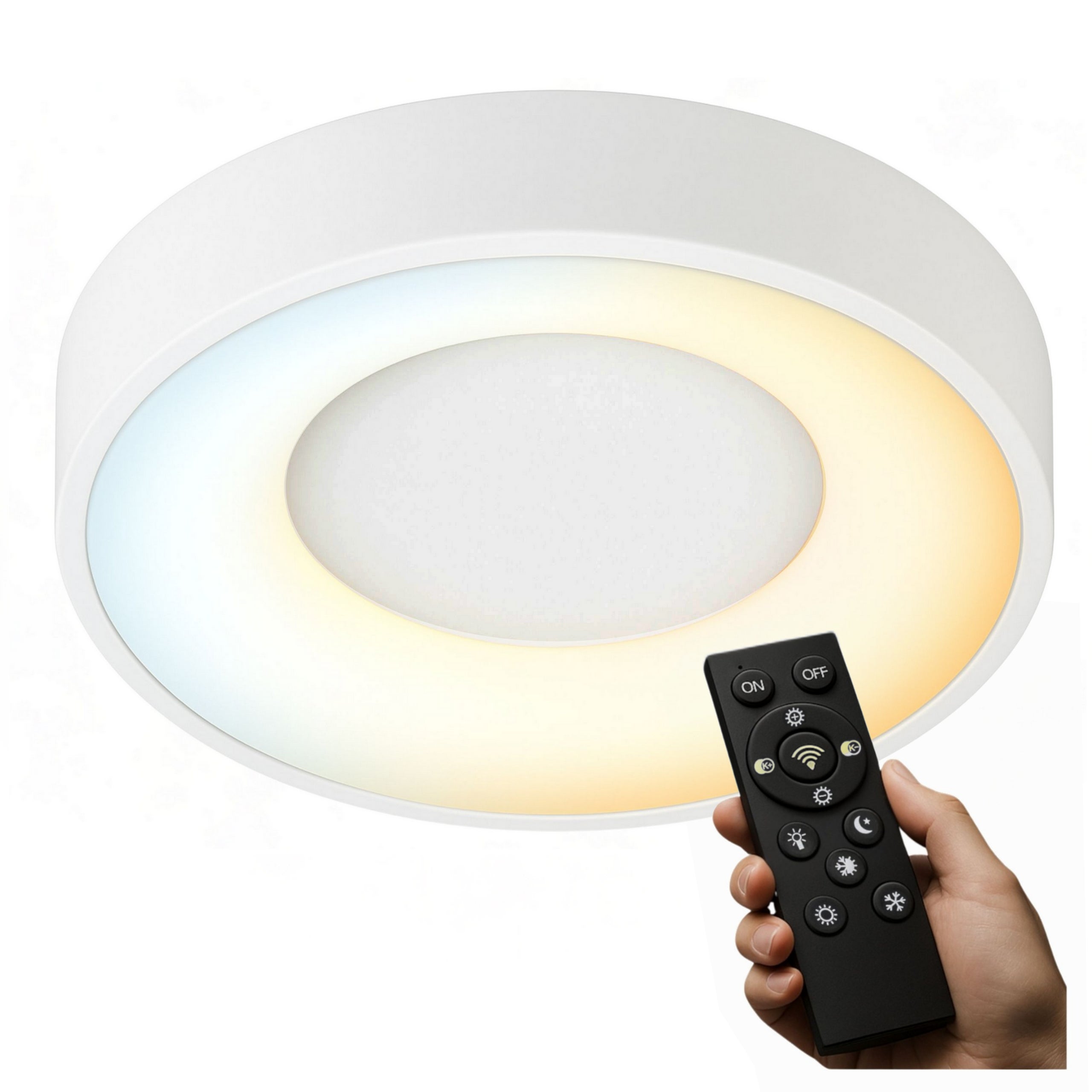 Lampa sufitowa biała z pilotem - Plafon LED regulowana barwa światła - Panel ściemniany 30cm do pokoju biura - LEDHOFF
