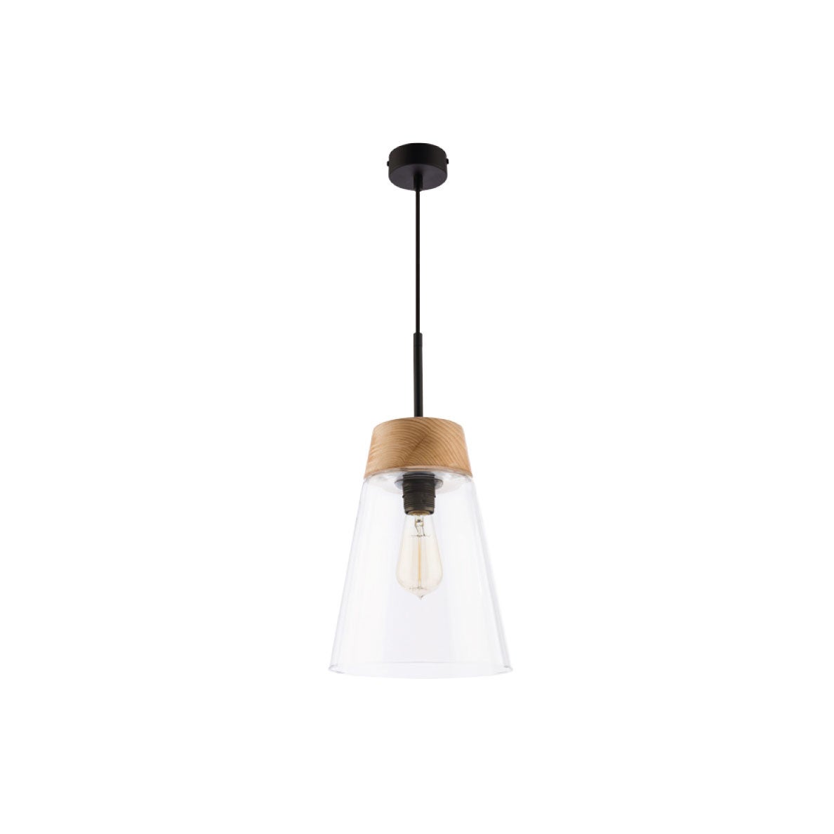 Lampa wisząca DOMINO Jupiter ze szklanym kloszem czarny E27 80 cm 1 szt.