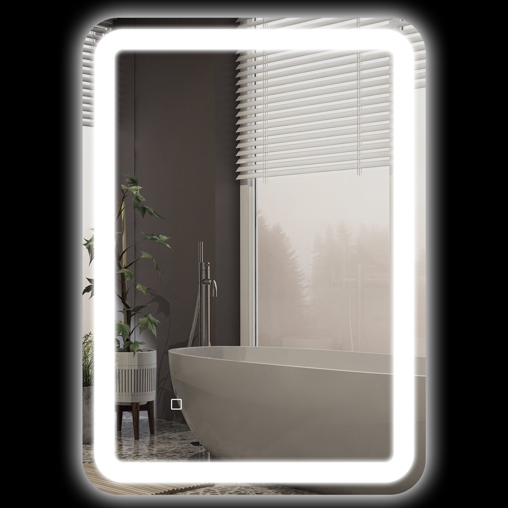 Lustro łazienkowe LED 50 x 70 cm z 3 barwami światła i włącznikiem dotykowym, IP44, automatyczna przeciwmgielność, funkcja pamięci