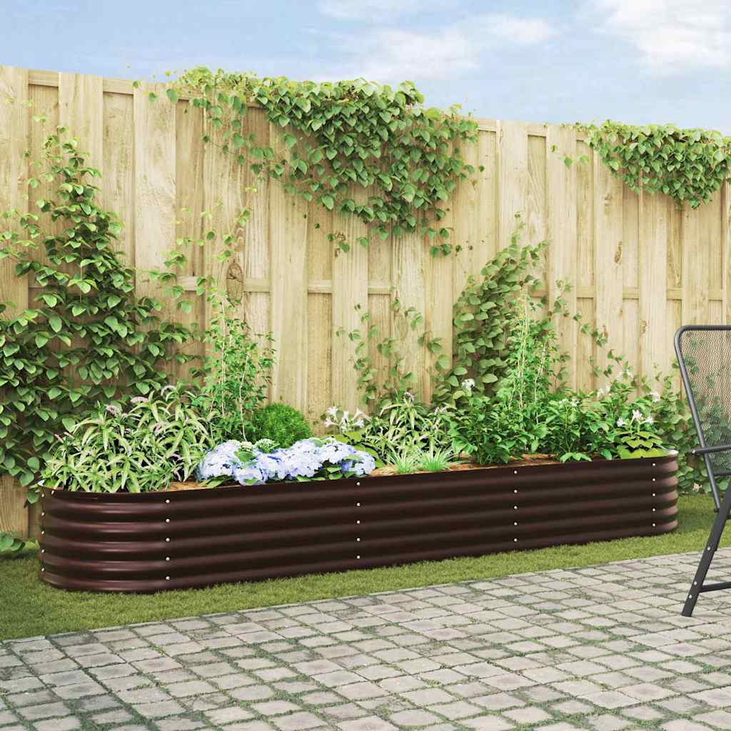 Podniesiony grządka Brązowy 320 x 80 x 44 cm Stal vidaXL