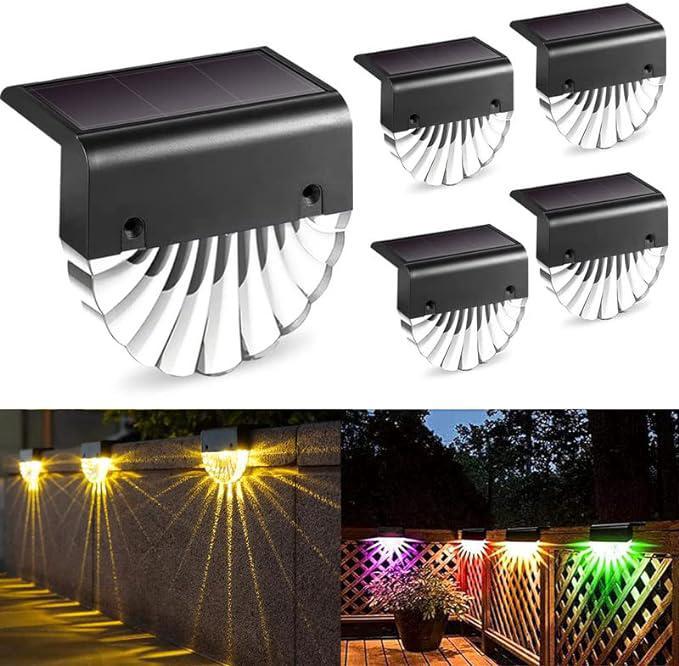 4 lampy solarne na zewnątrz do ogrodu, wodoodporne, do dekoracji ogrodowej, 4 lampy LED do tarasu i schodów, 2 tryby LED, ciepła barwa