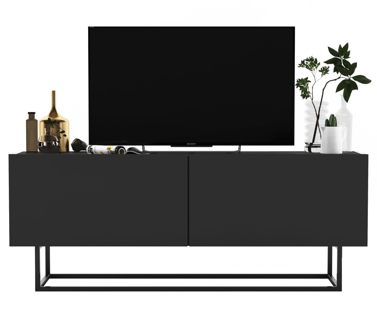 Szafka RTV, stojąca, loft, SANO, 120x35x46 cm, grafit, mat | TYLETEGOTU