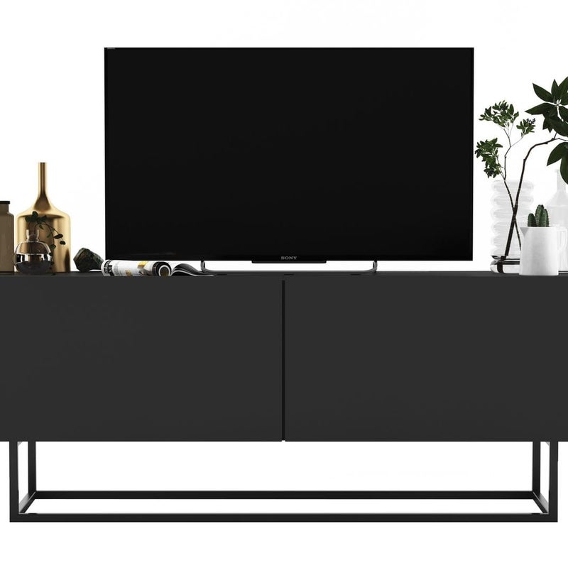 Szafka RTV, stojąca, loft, SANO, 120x35x46 cm, grafit, mat | TYLETEGOTU